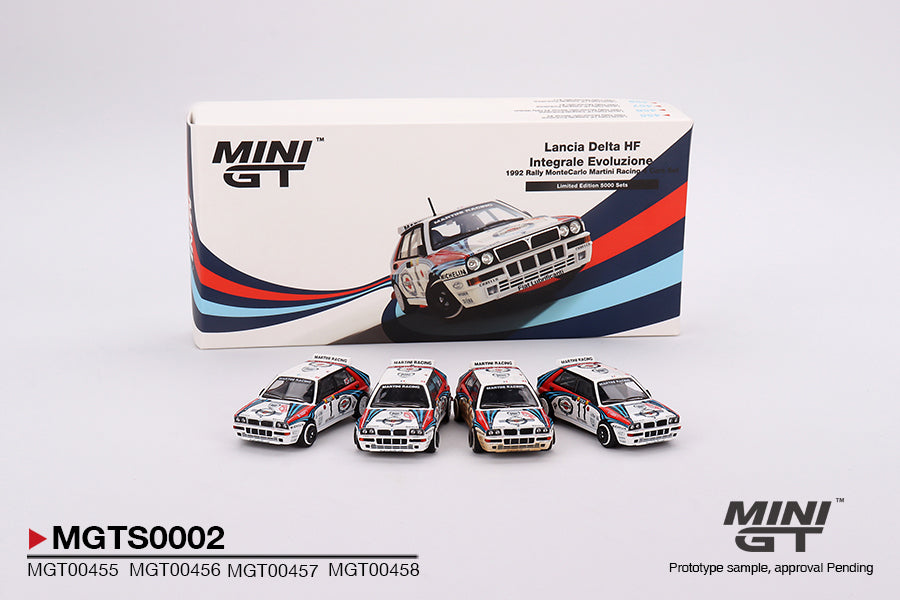 MiniGT Lancia Delta HF Integrale Evoluzione 1992 Rally MonteCarlo Martini Racing 4 Cars Set