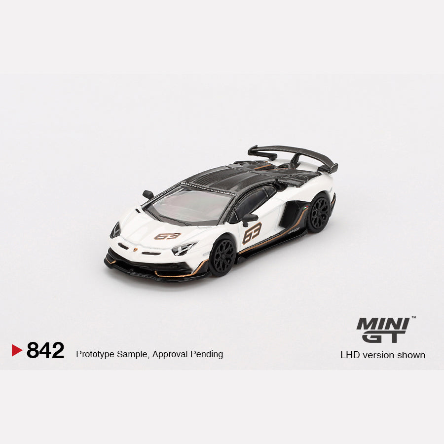 MiniGT #842 Lamborghini Aventador SVJ 63 Bianco Asopo