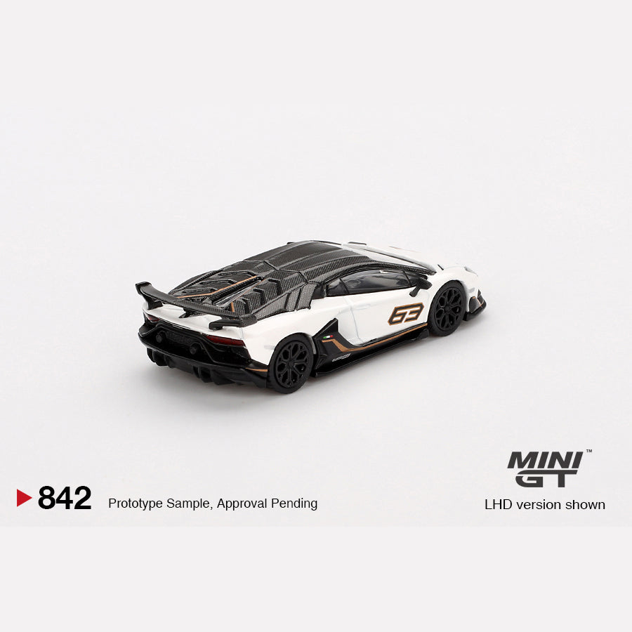 MiniGT #842 Lamborghini Aventador SVJ 63 Bianco Asopo