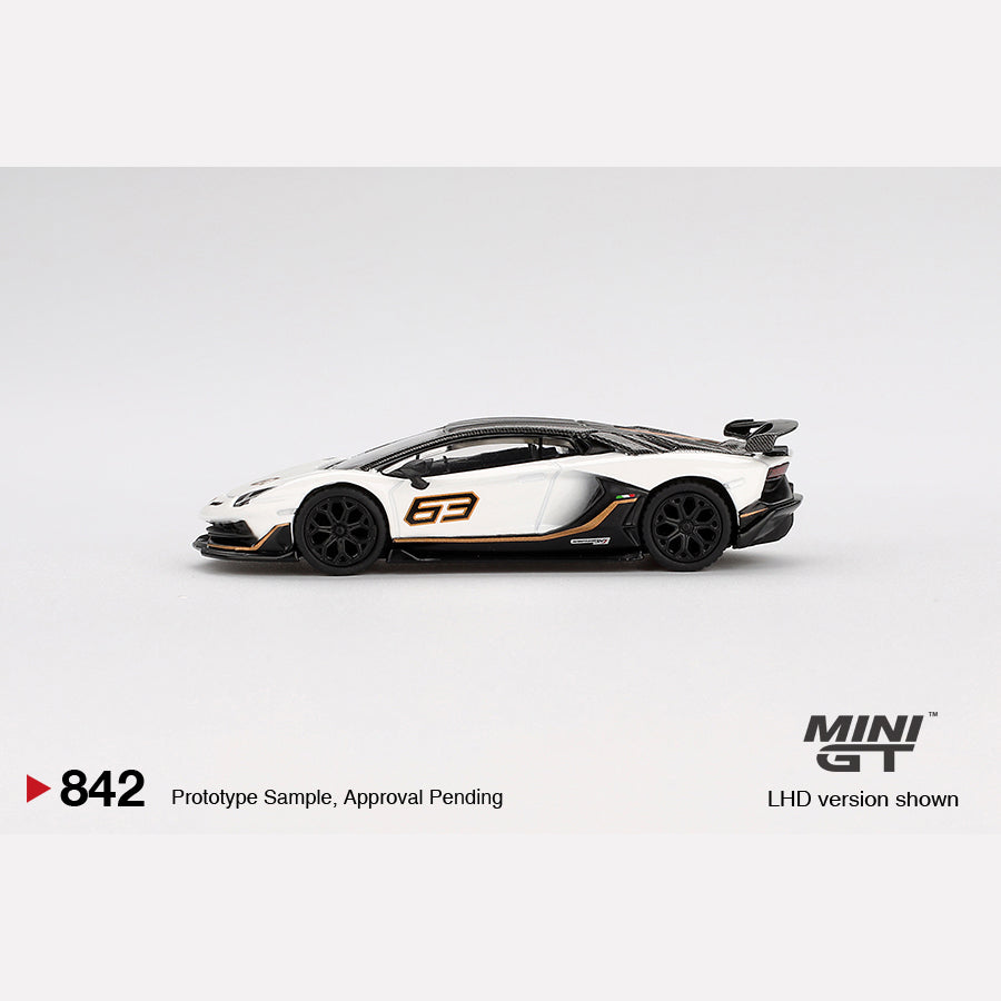 MiniGT #842 Lamborghini Aventador SVJ 63 Bianco Asopo