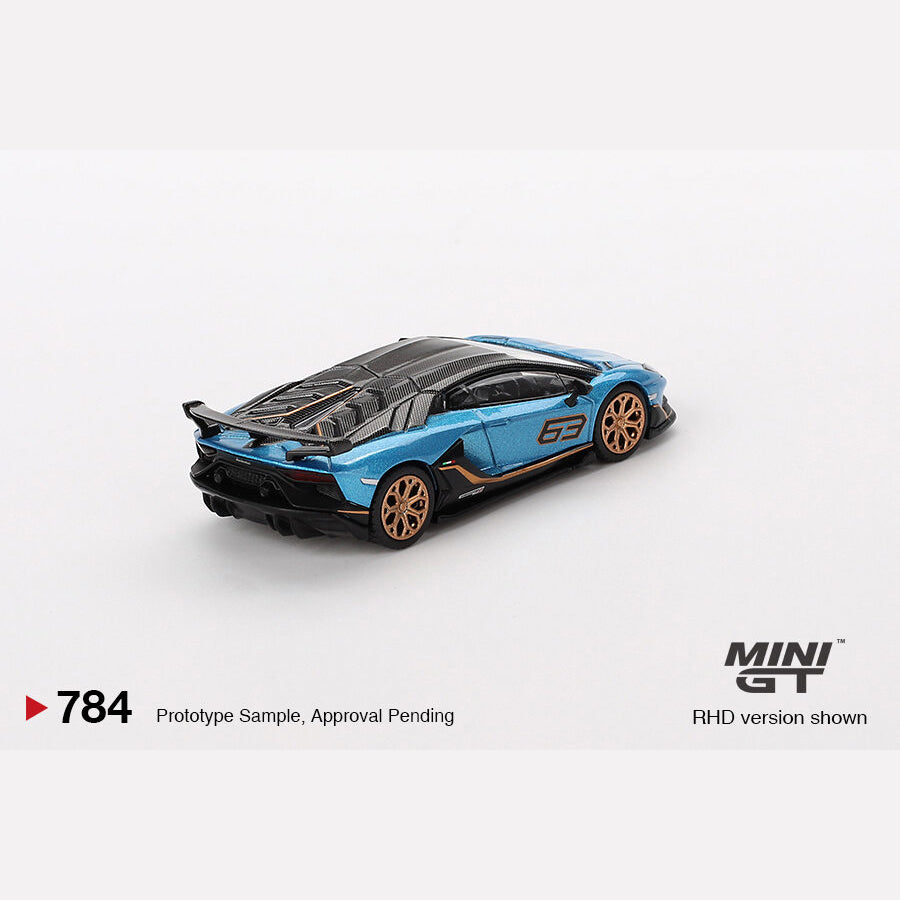 MiniGT #784 Lamborghini Aventador SVJ 63 Blu Aegir