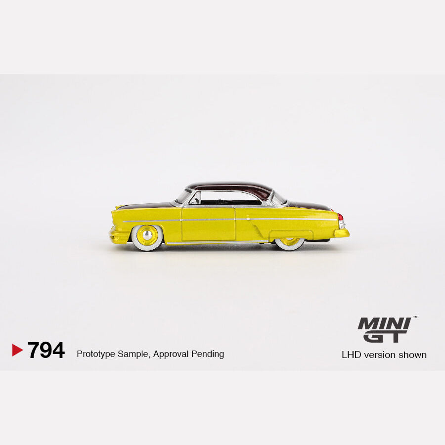 MiniGT #794 Lincoln Capri Hot Rod 1954 Lime Yellow
