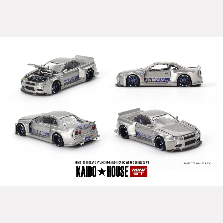 MiniGT KAIDO HOUSE Nissan Skyline GT-R (R34) Kaido Works SHINJUKU V1