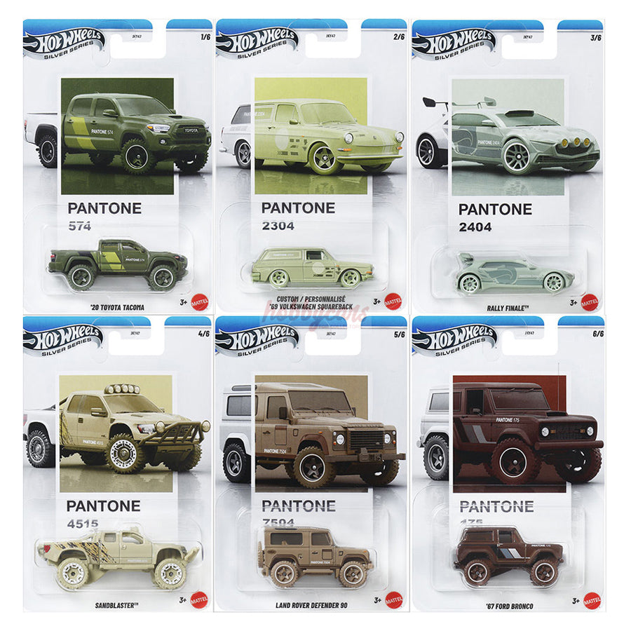 Hot Wheels (2026 Silver Series) Pantone Mix B, Set of 6 (Damaged)