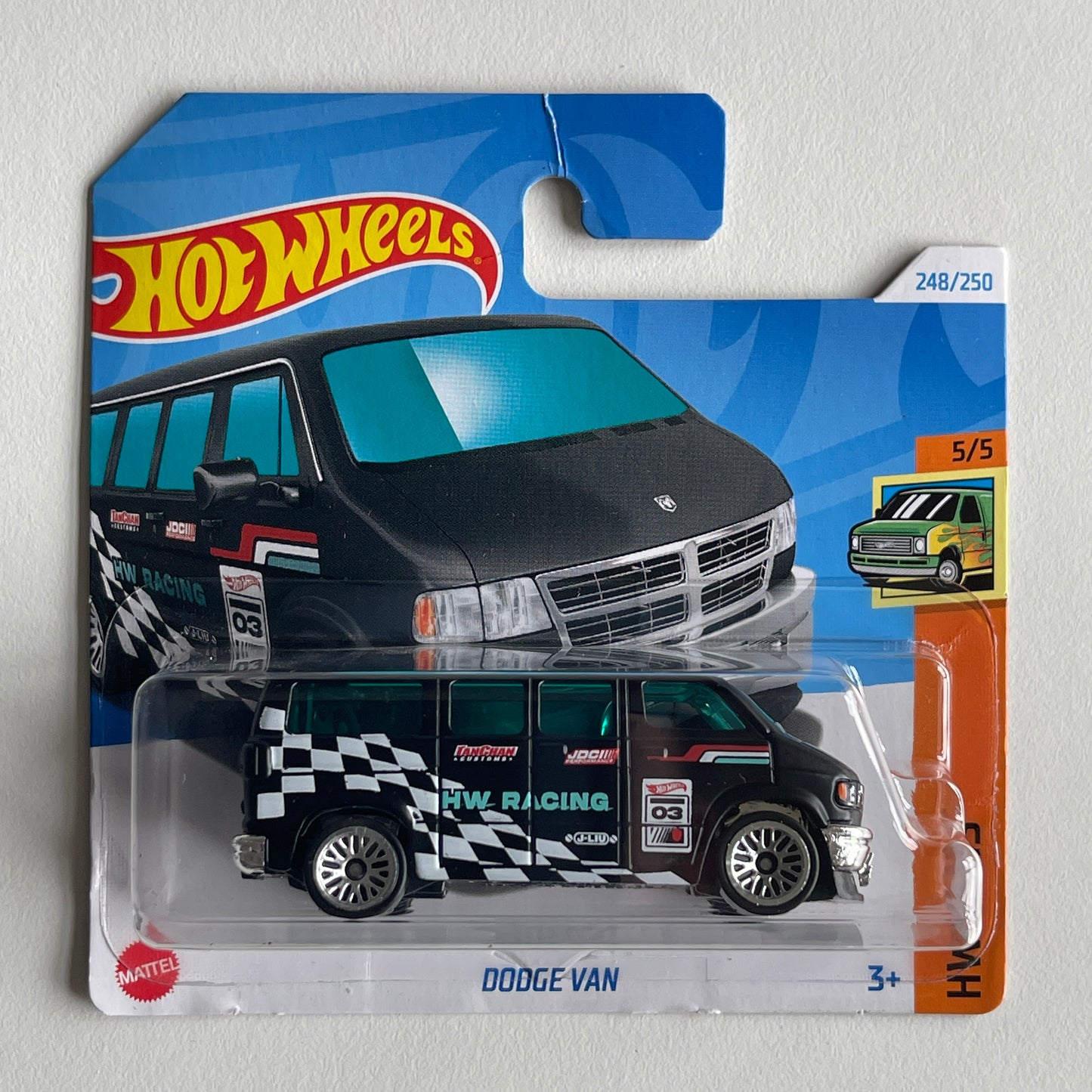 Hot Wheels Dodge Van (Black) Short Card (Damaged) HW Vans 248/250