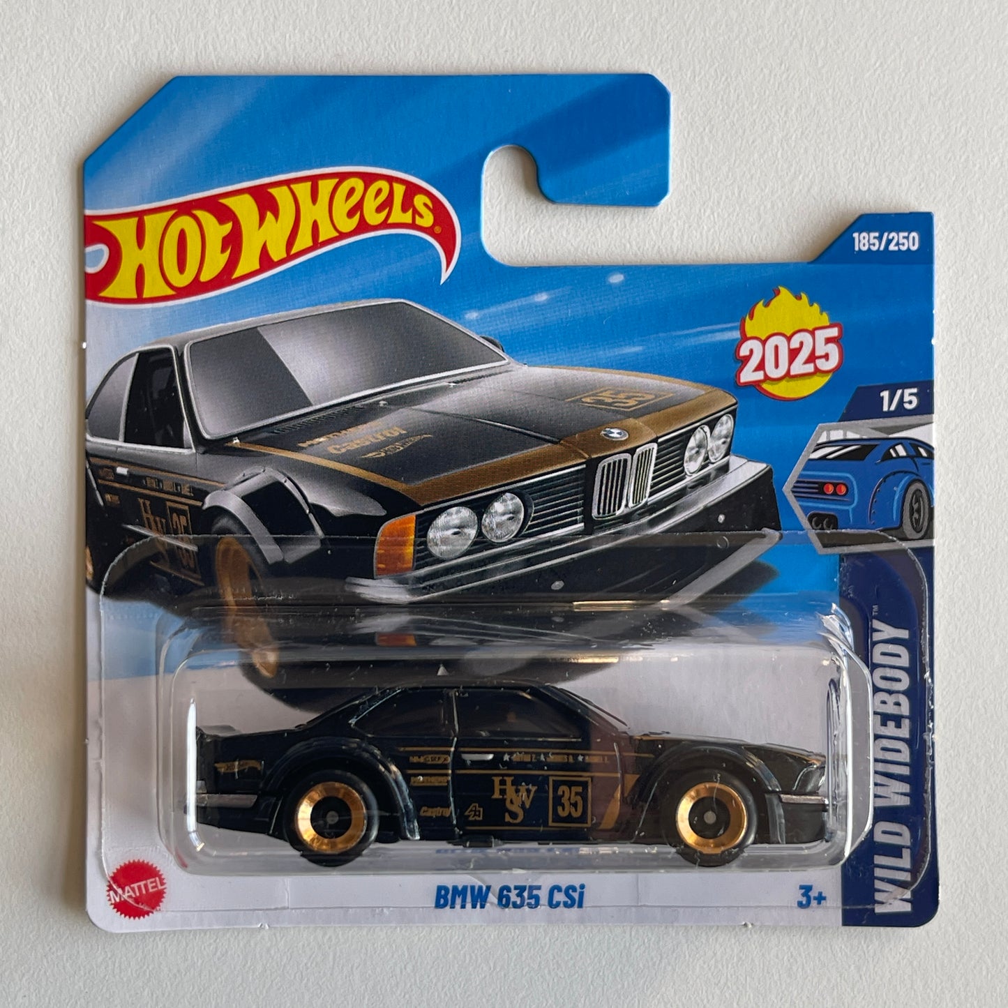 Hot Wheels BMW 635 CSi (Black) Short Card Wild Widebody 185/250