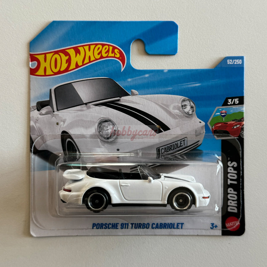 Hot Wheels Porsche 911 Turbo Cabriolet (White) Short Card Drop Tops 52/250