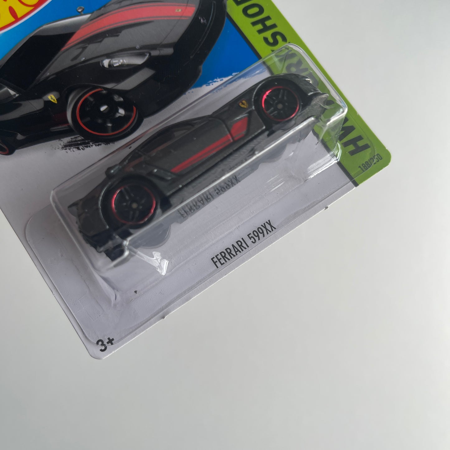 Hot Wheels Ferrari 599XX (Black) Long Card (Damaged) HW Workshop 188/250