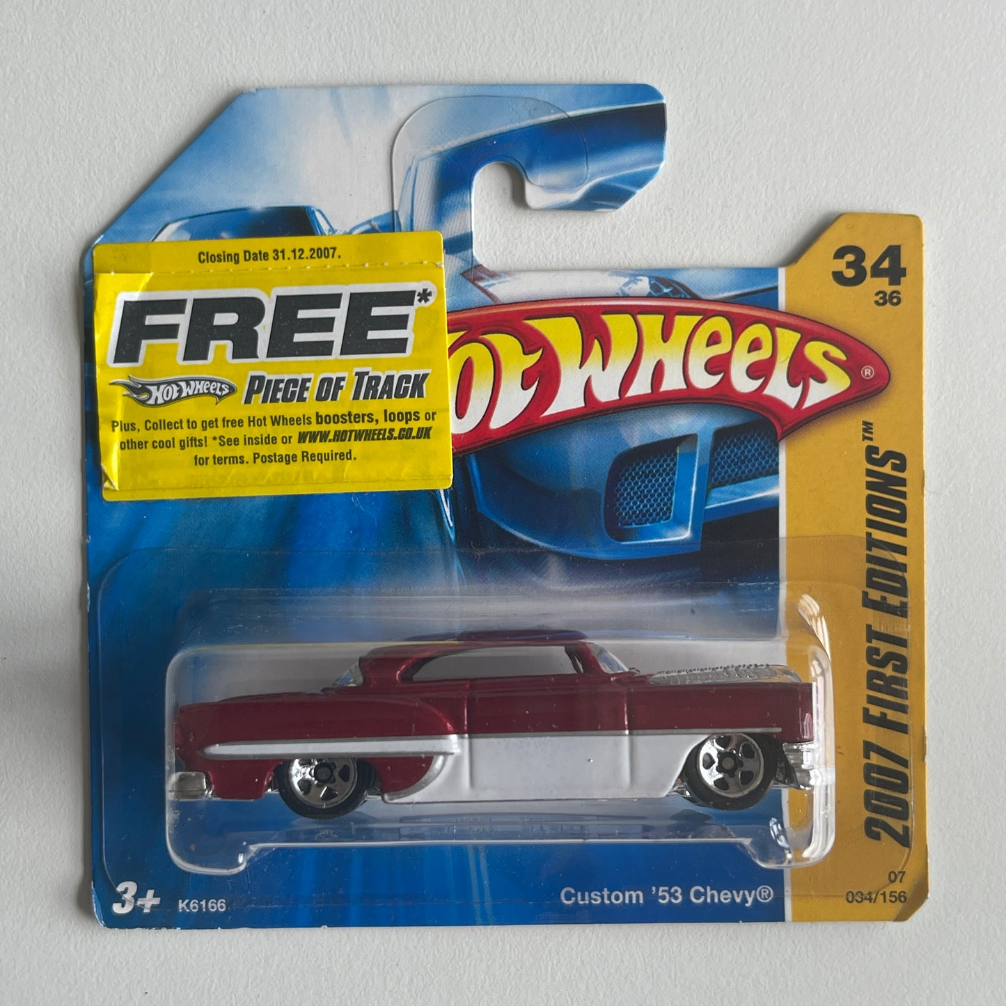 Hot Wheels Custom '53 Chevy (Red/White) Short Card (Damaged) 2007 First Editions 34/156