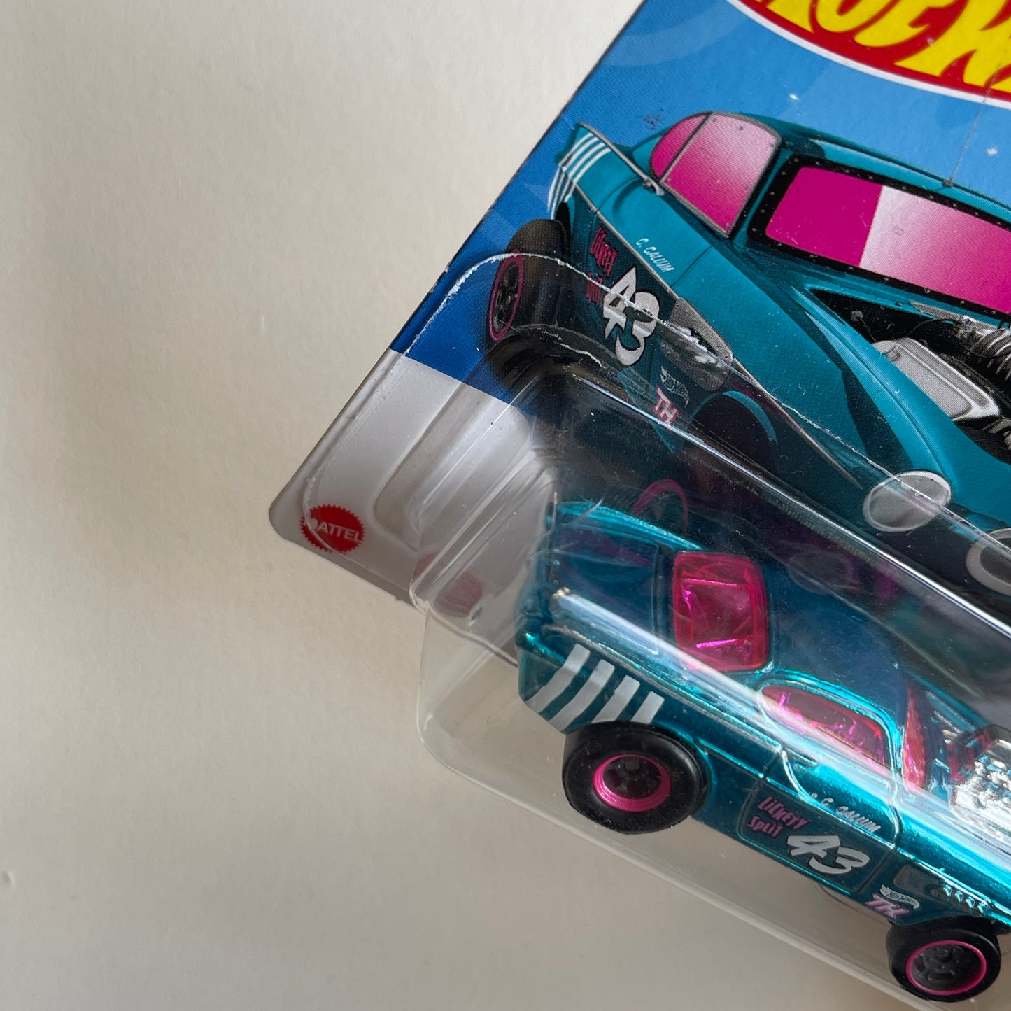 Hot Wheels STH Volvo P1800 Gasser (Blue) Short Card (Damaged) HW Reverse Rake 153/250 Super Treasure Hunt