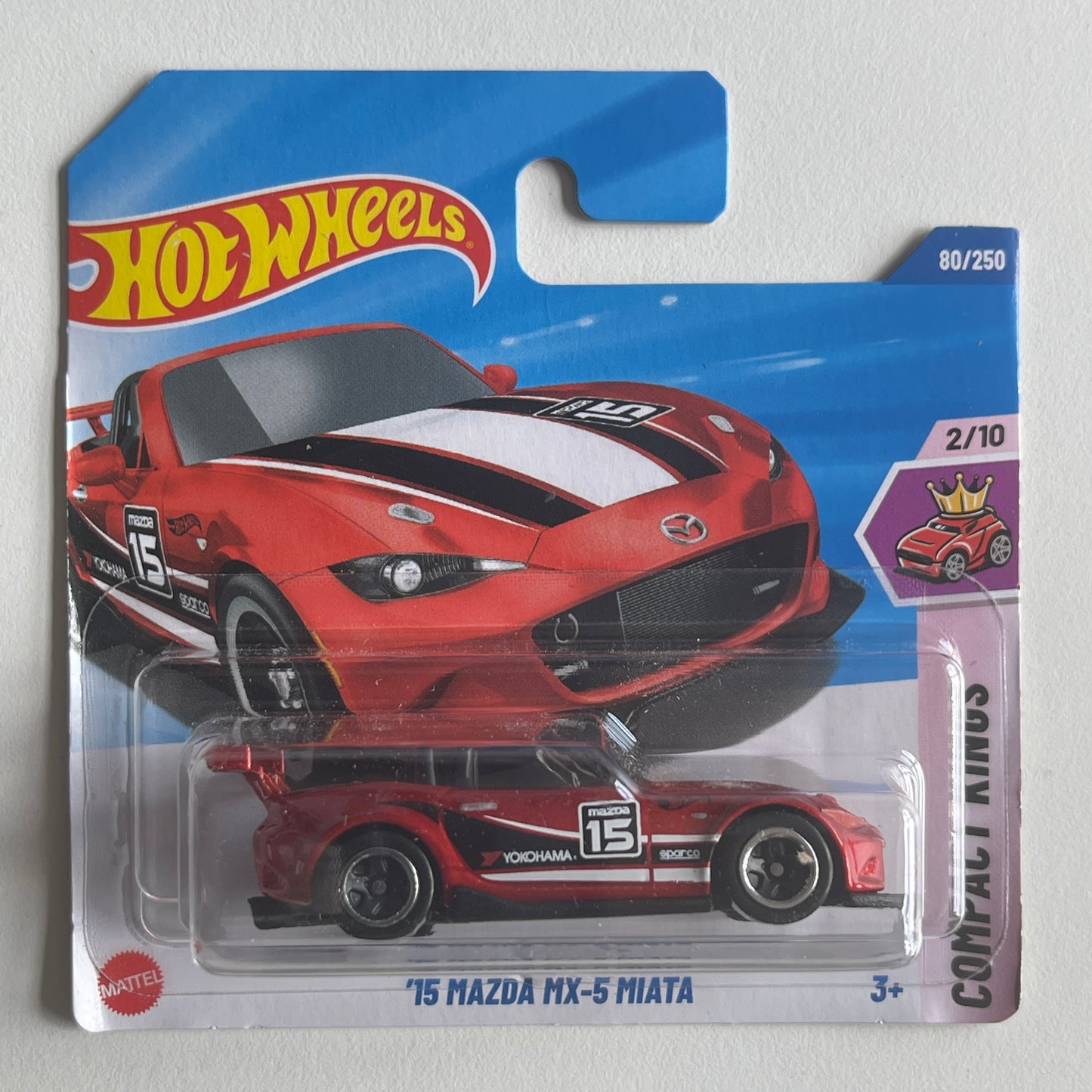 Hot Wheels '15 Mazda MX-5 Miata (Red/Orange) Short Card (Damaged) Kompact Kings 80/250