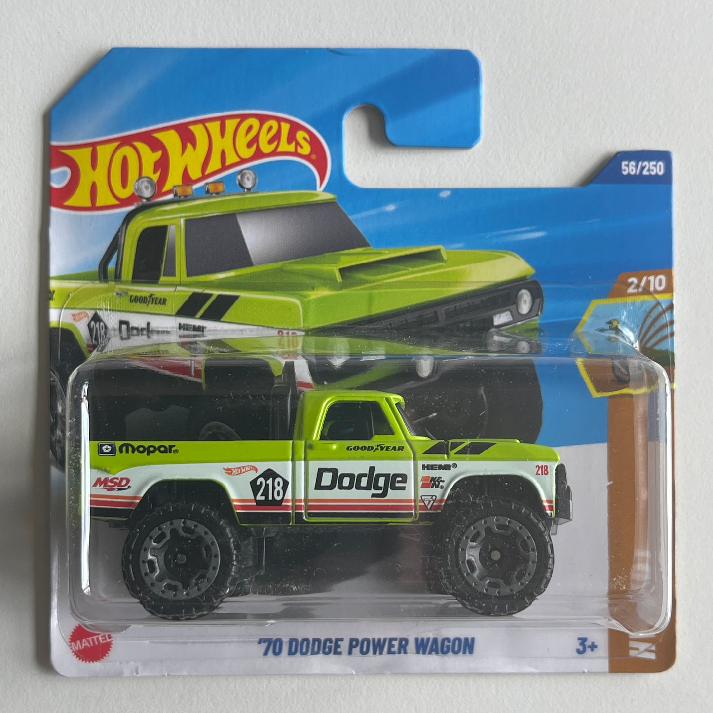 Hot Wheels '70 Dodge Power Wagon (Green) Short Card (Damaged) HW Dirt 56/250