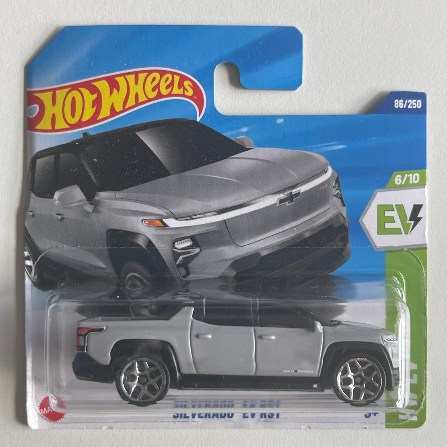 Hot Wheels Silverado EV RST (Grey) Short Card (Damaged) HW EV 86/250