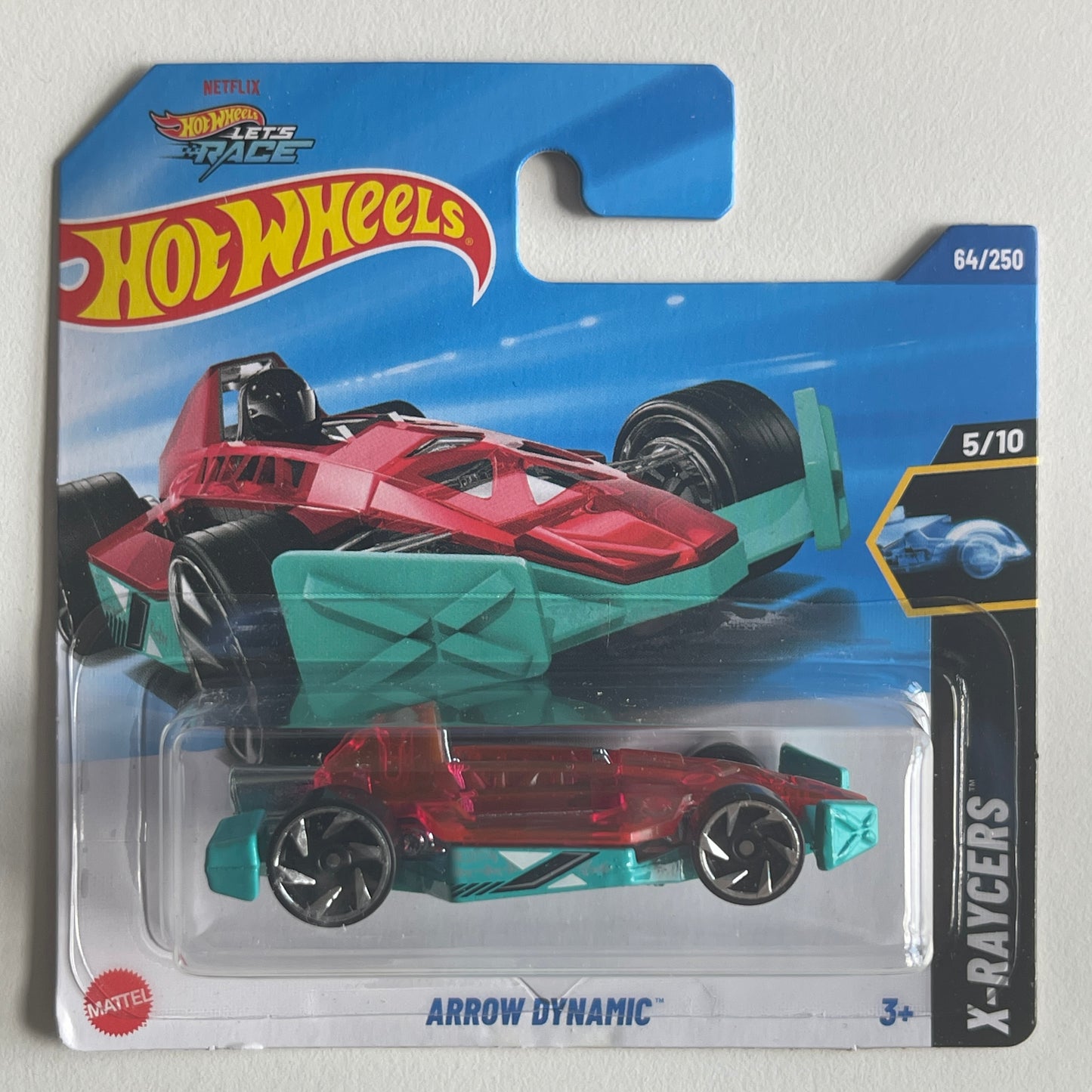 Hot Wheels Netflix Arrow Dynamic (Pink/Green) Short Card (Damaged) X-Raycers 64/250