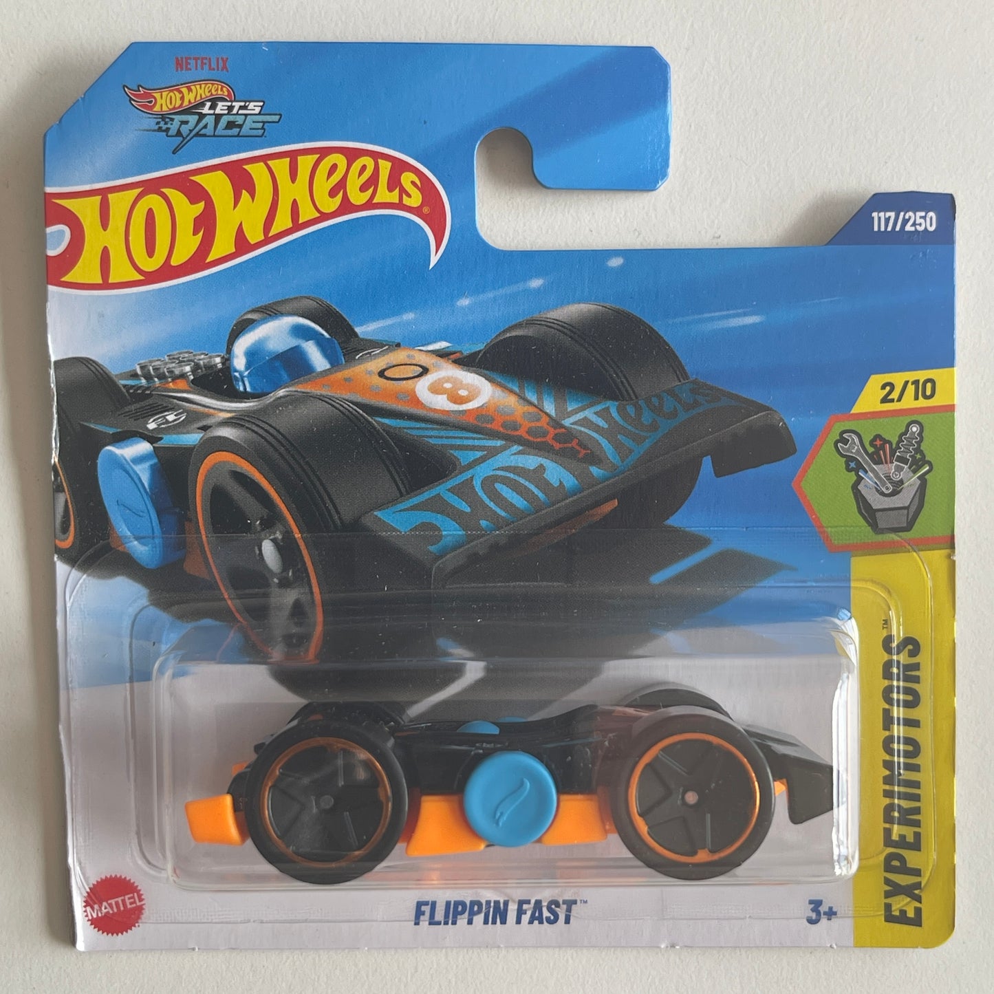 Hot Wheels Netflix Flippin Fast (Black/Orange) Short Card (Damaged) Experimotors 117/250