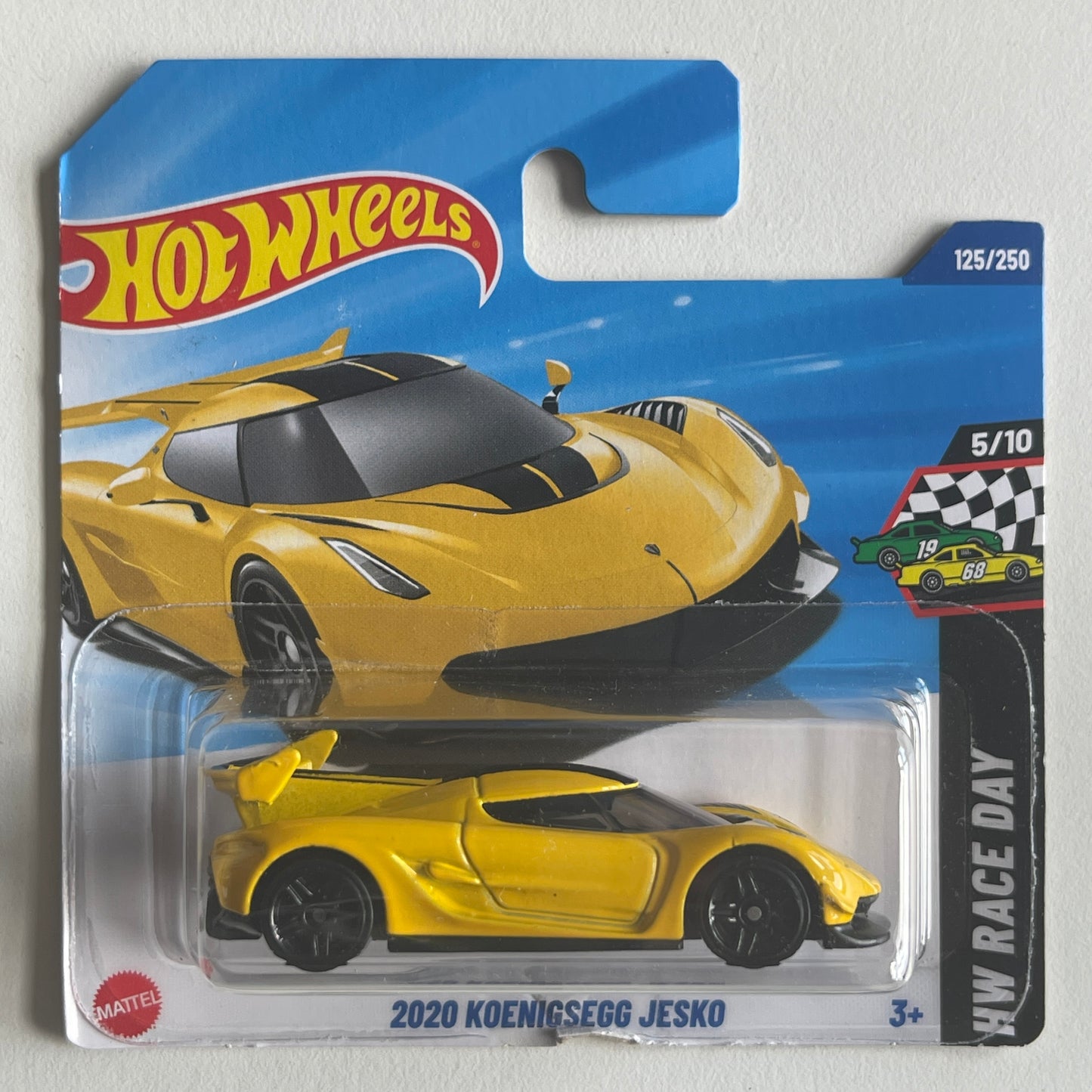 Hot Wheels 2020 Koenigsegg Jesko (Yellow) Short Card (Damaged) HW Race Day 125/250