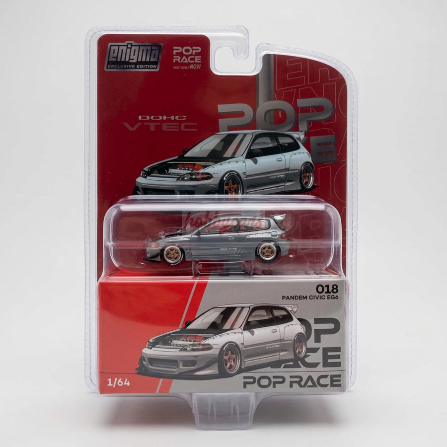 Pop Race Honda Pandem Civic EG6 Raw Metal With Open Hood (Blister)