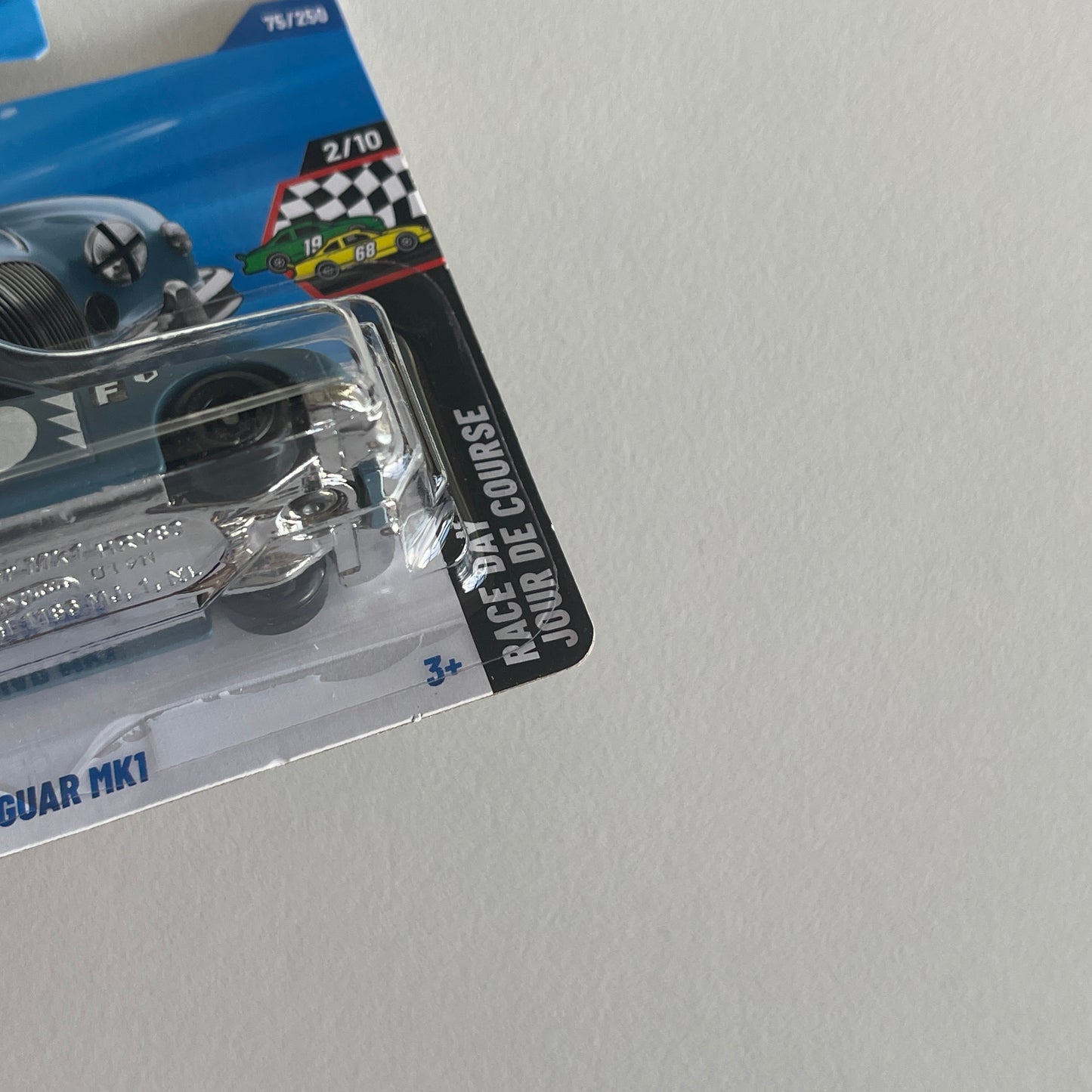 Hot Wheels Jaguar MK1 (Matt Blue) Short Card (Damaged) Race Day 75/250