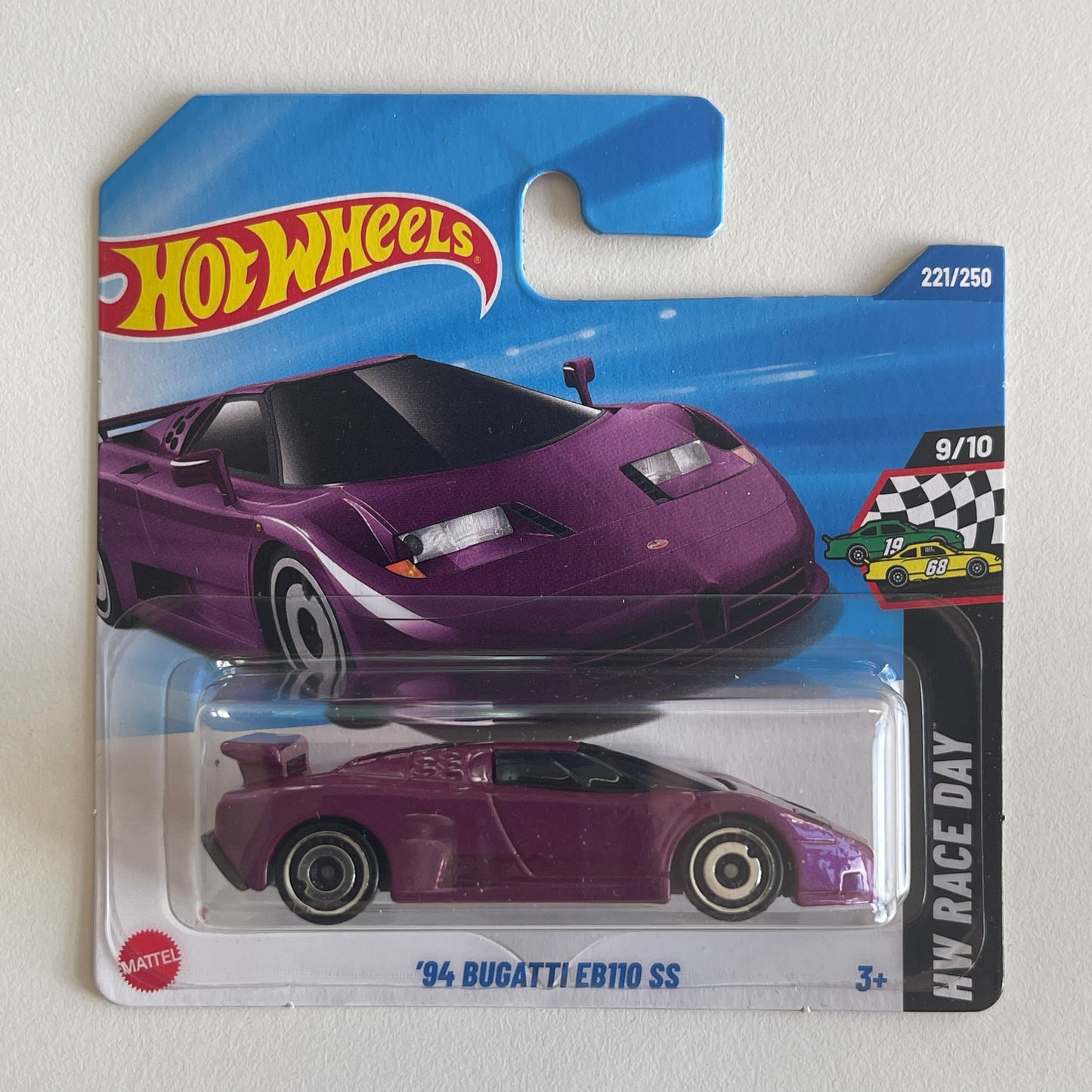 Hot Wheels '94 Bugatti EB110 SS (Purple) Short Card (Damaged) HW Race Day 221/250