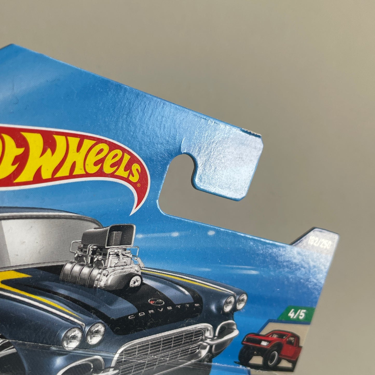 Hot Wheels '62 Corvette Gasser (Gray) Short Card (Damaged) HW Revers Rake 182/250 Super Treasure Hunt