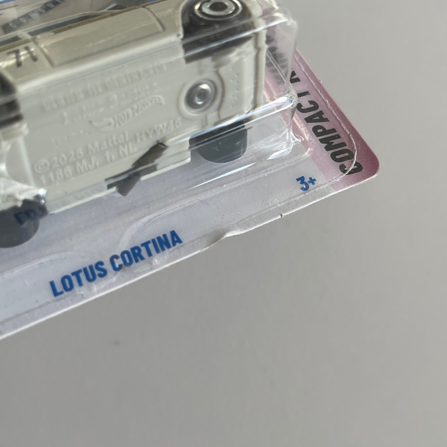 Hot Wheels Lotus Cortina (Cream) Short Card (Damaged) Compact Kings 213/250