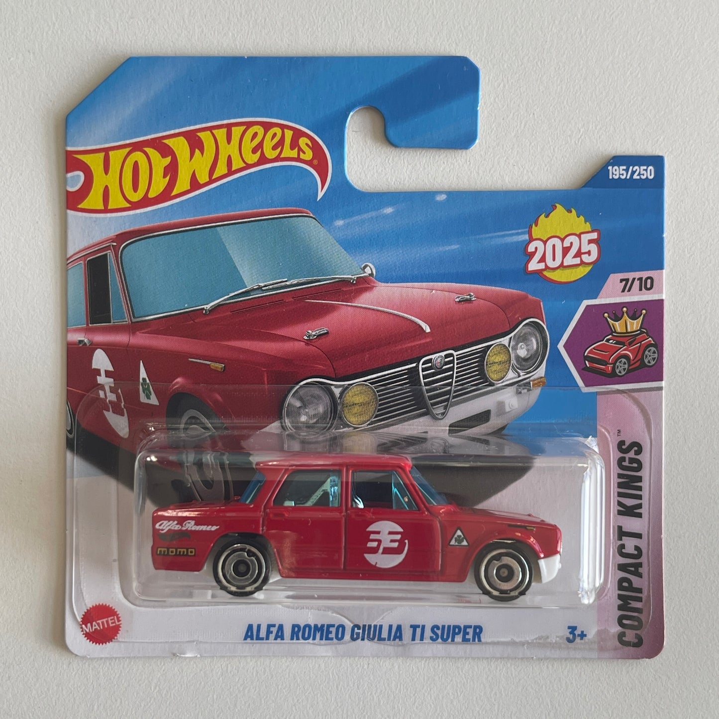 Hot Wheels Alfa Romeo Giulia TI Super (Red) Short Card (Damaged) Compact Kings 195/250