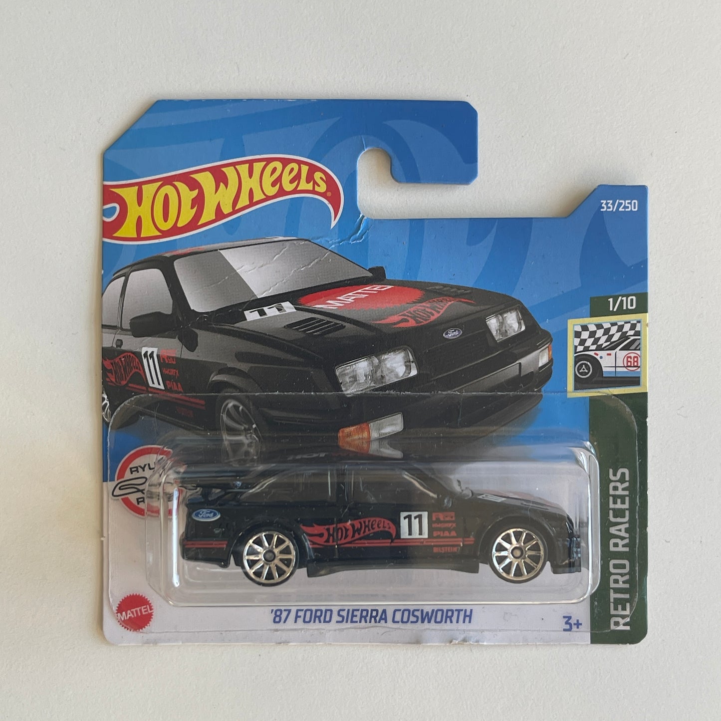 Hot Wheels '87 Ford Sierra Cosworth (Black) Short Card (Damaged) Retro Racers 33/250