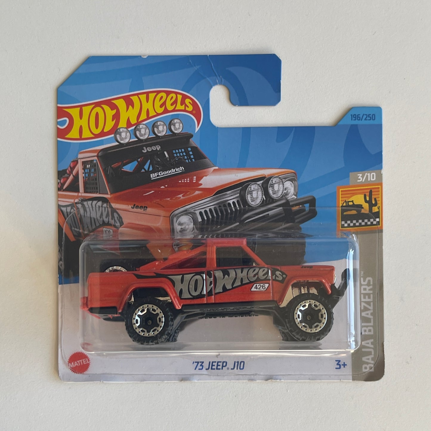 Hot Wheels '73 Jeep J10 (Orange) Short Card (Damaged) Baja Blazers 196/250