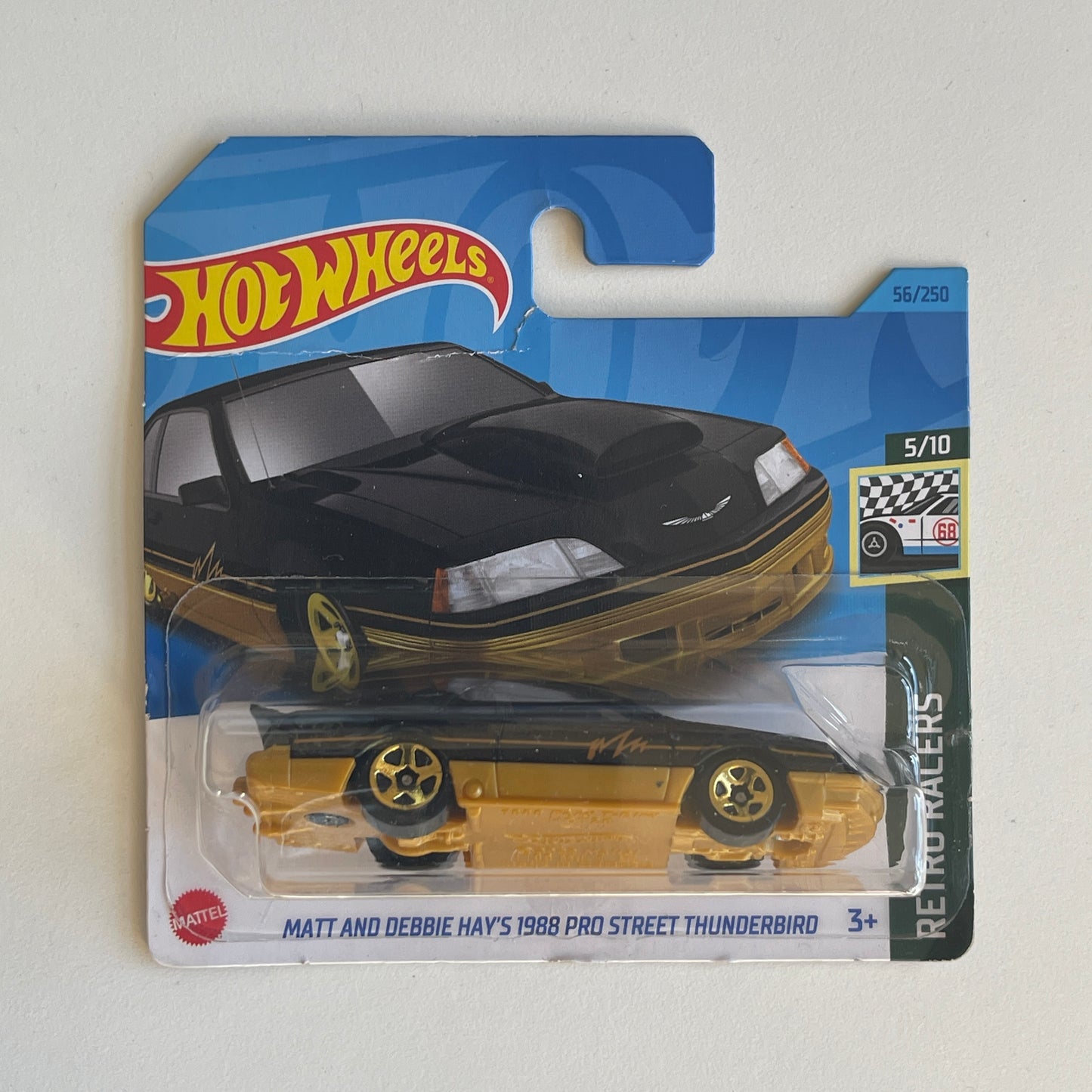 Hot Wheels Matt And Debbie Hay's 1988 Pro Street Thunderbird (Black) Short Card (Damaged) Retro Racers 56/250