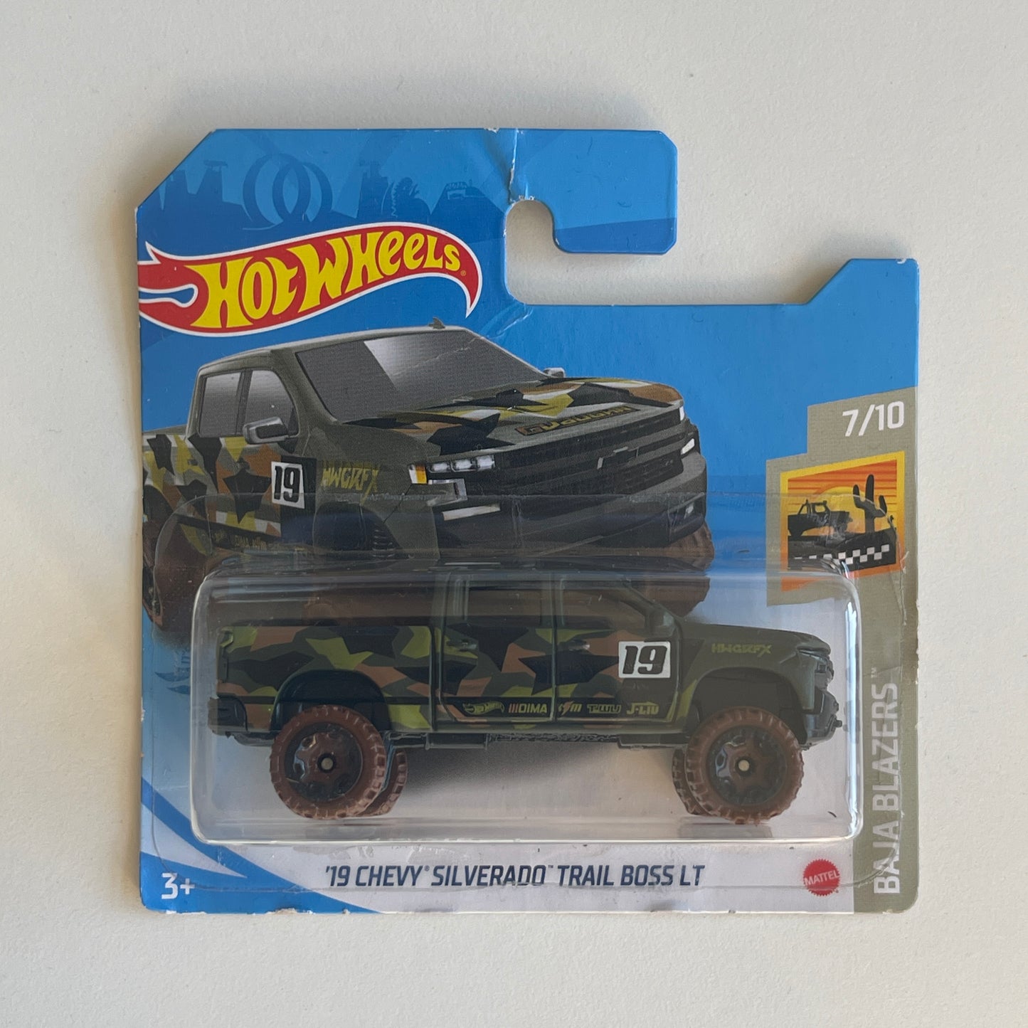 Hot Wheels '19 Chevy Silverado Trial Boss LT (Green) Short Card (Damaged) Baja Blazers 80/250