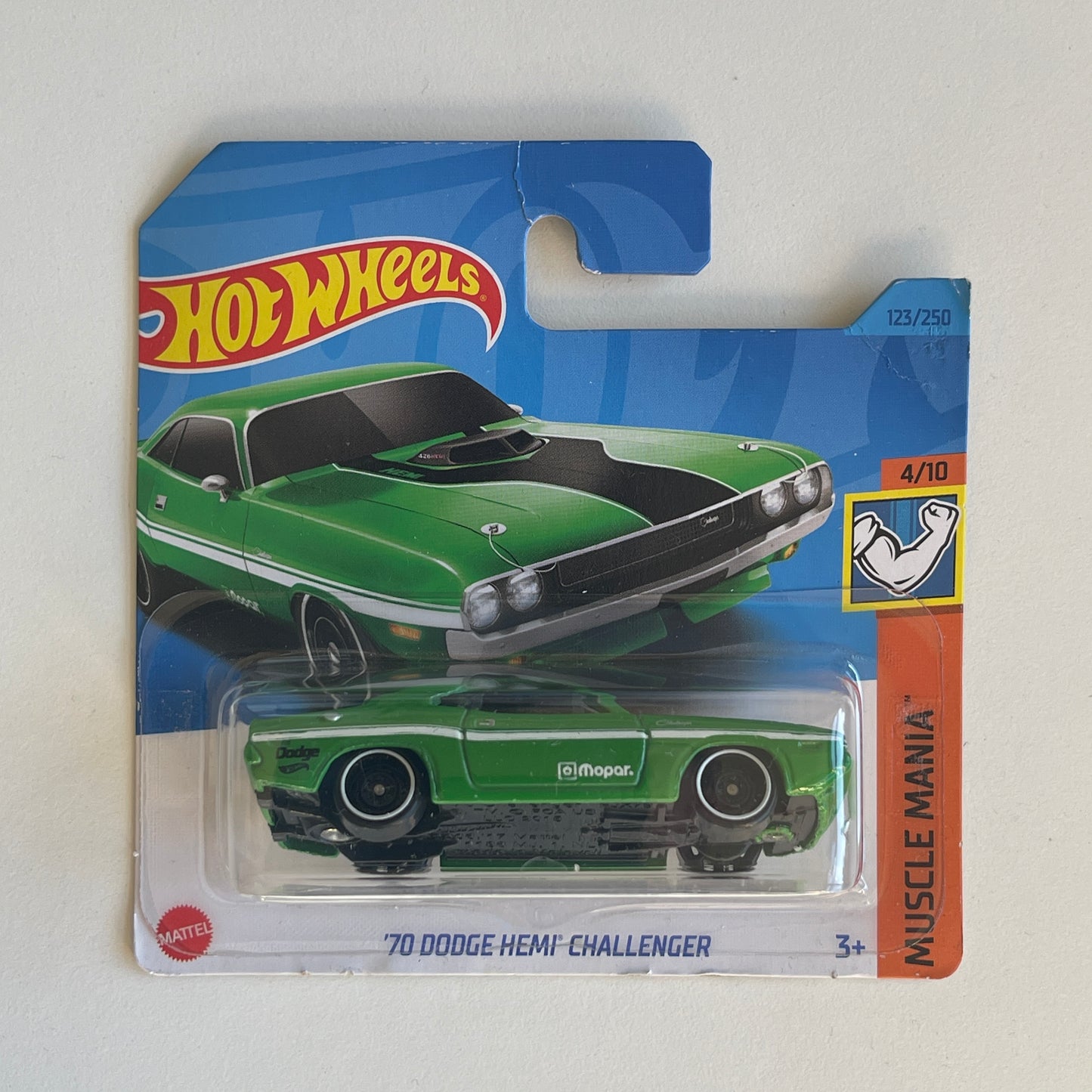 Hot Wheels '70 Dodge Hemi Challenger (Green) Short Card (Damaged) Muscle Mania 123/250