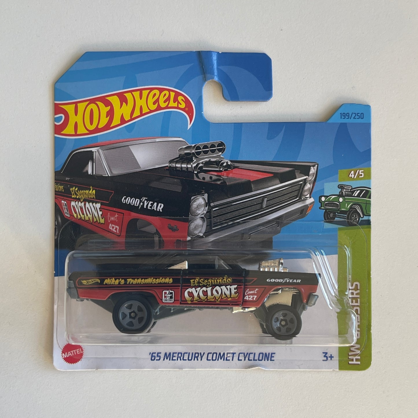 Hot Wheels '65 Mercury Comet Cyclone (Black) Short Card (Damaged) HW Gassers 199/250