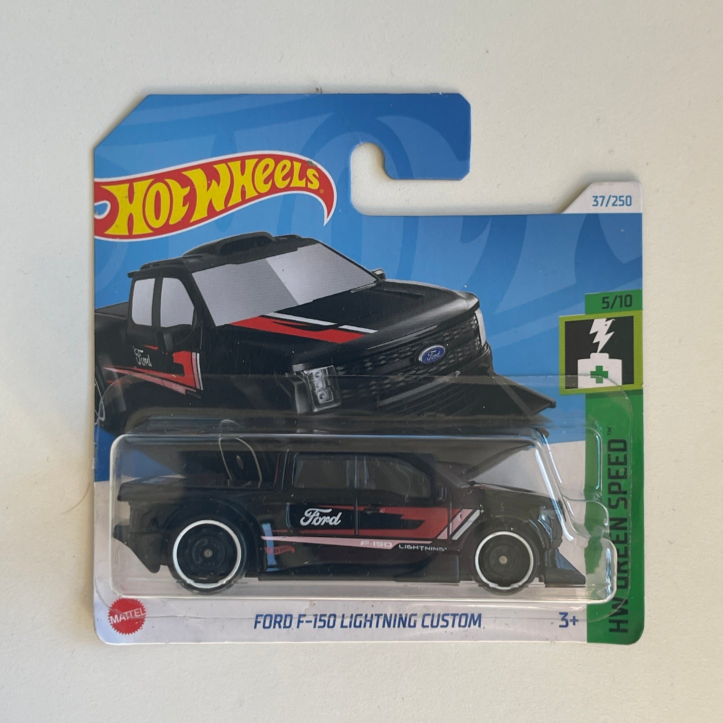 Hot Wheels Ford F-150 Lightening Custom (Back) Short Card (Damaged) HW Green Speed 37/250
