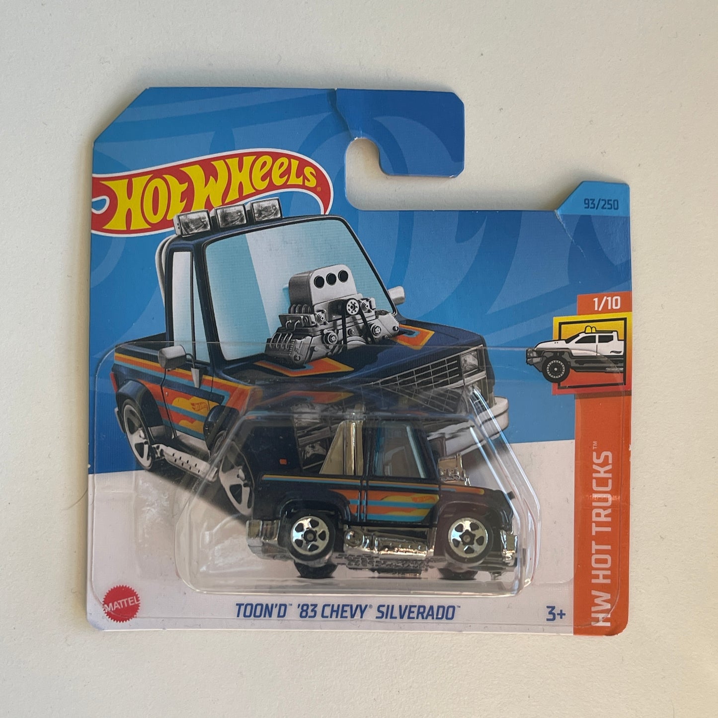 Hot Wheels Toon'd '83 Chevy Silverado (Navy Blue) Short Card (Damaged) HW Hot Trucks 93/250