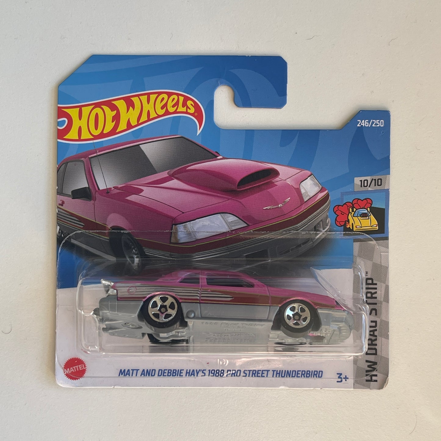 Hot Wheels Matt And Debbie Hay's 1988 Pro Street Thunderbird (Pink) Short Card (Damaged) HW Drag Strip 246/250