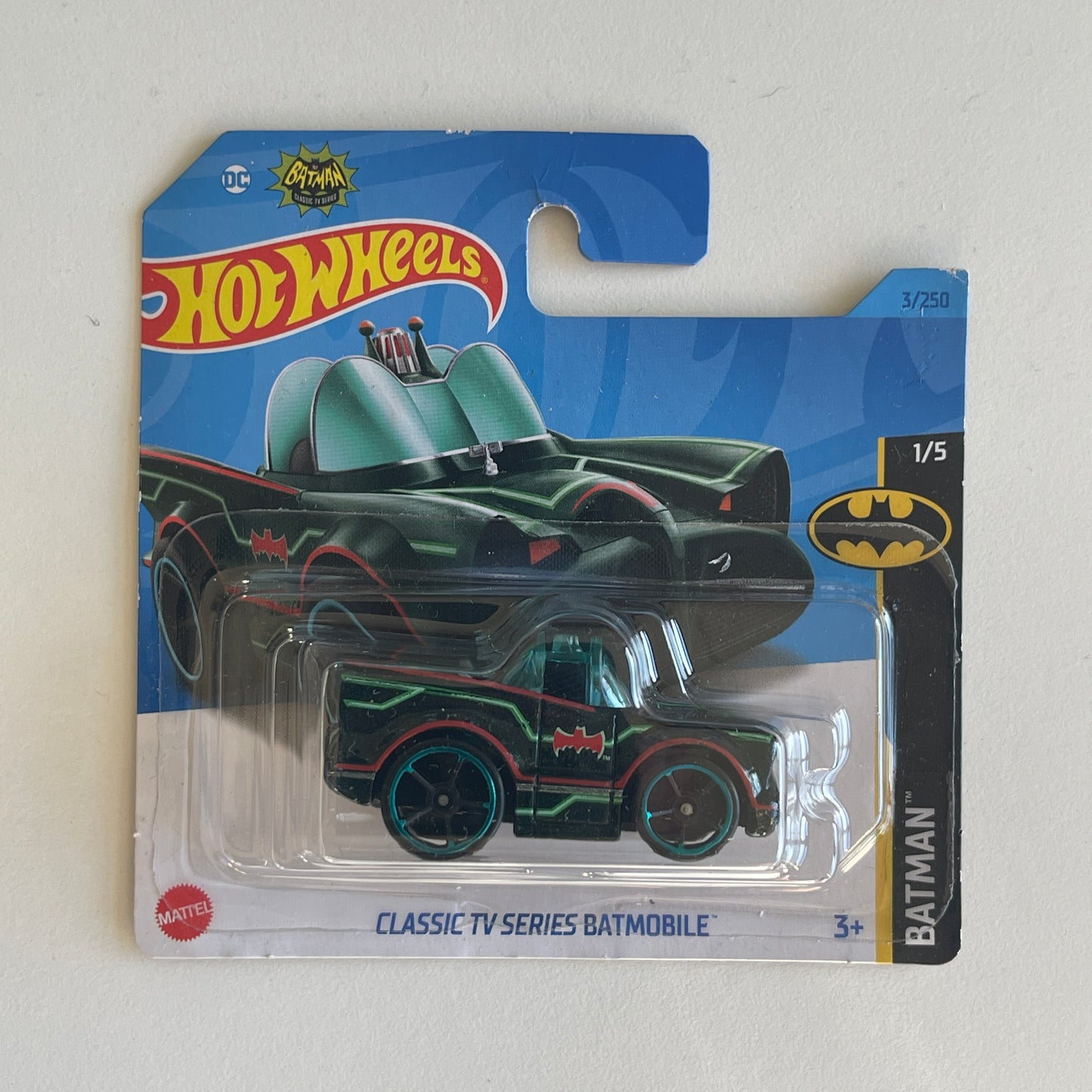 Hot Wheels Tooned Classic TV Series Batmobile (Black/Green) Short Card (Damaged) Batman 3/250