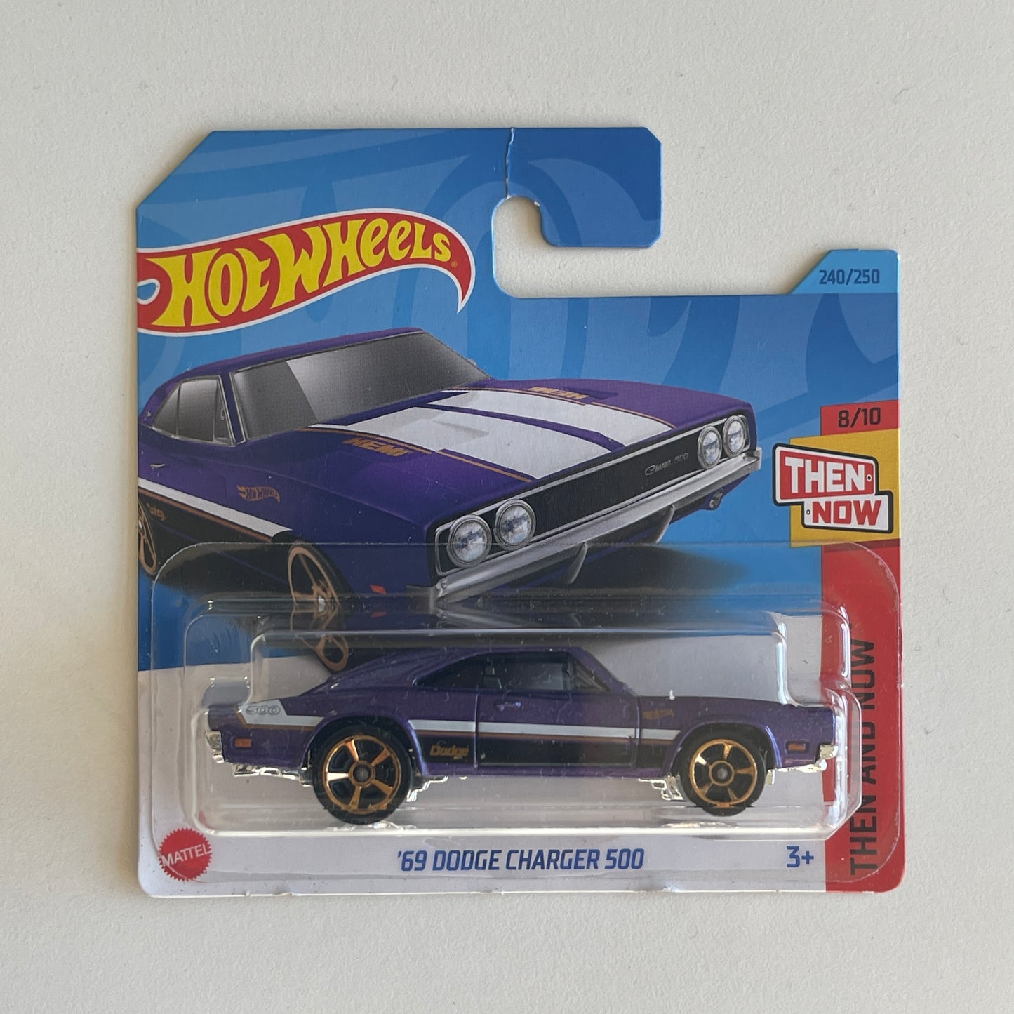 Hot Wheels '69 Dodge Charger 500 (Purple) Short Card (Damaged) Then And Now 240/250