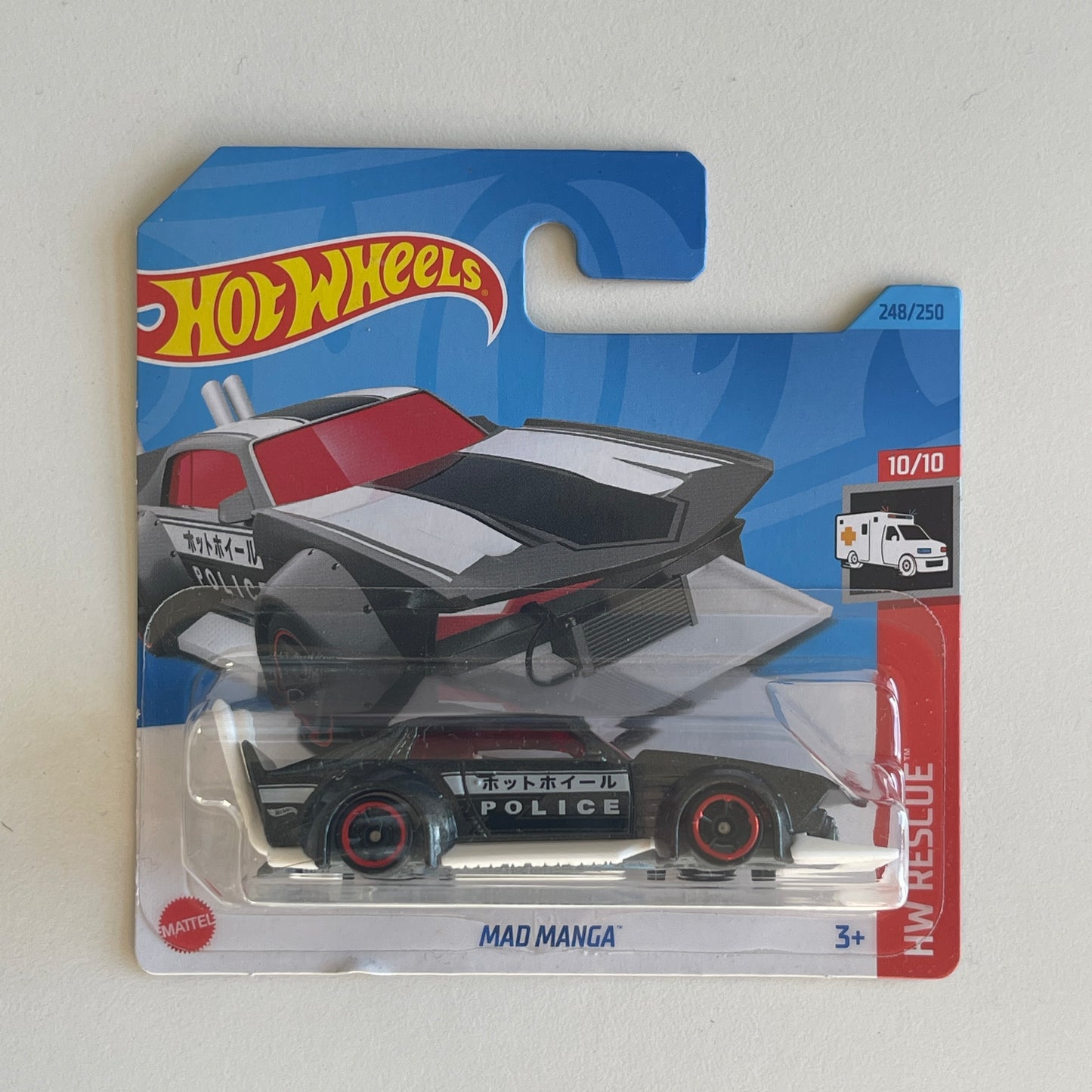Hot Wheels Mad Manga (Grey) Short Card (Damaged) HW Rescue 248/250