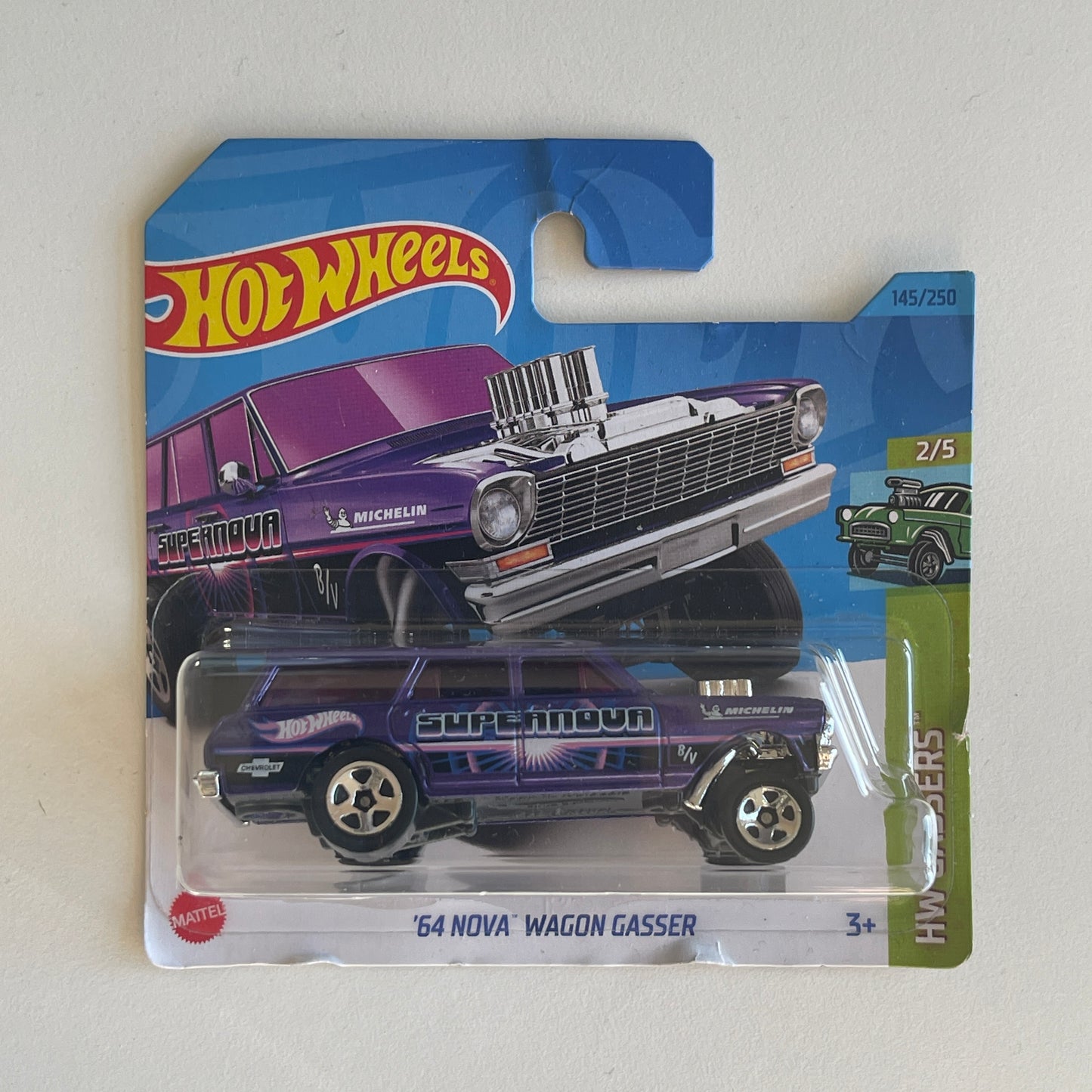Hot Wheels '64 Nova Wagon Gasser (Purple) Short Card (Damaged) HW Gassers 145/250