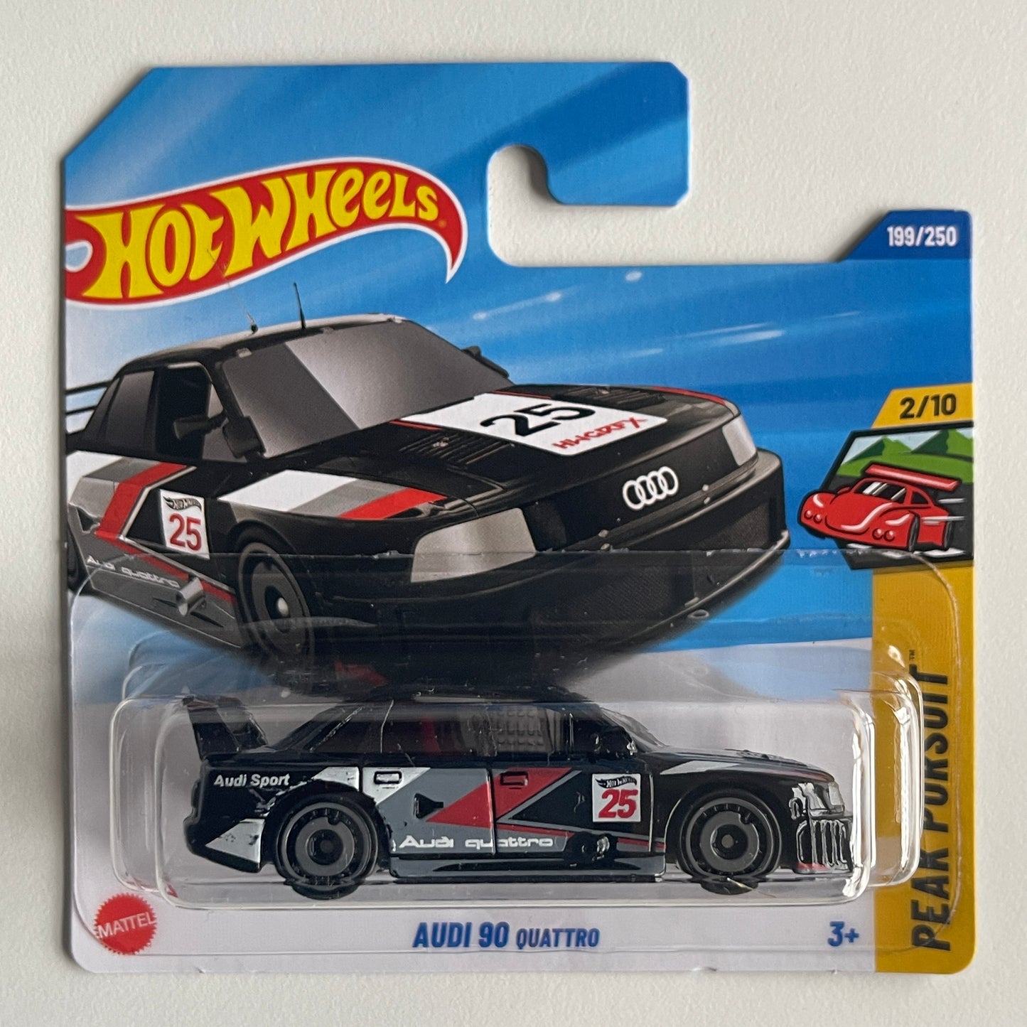 Hot Wheels Audi '90 Quattro (Black) Short Card Peak Pursuit 199/250