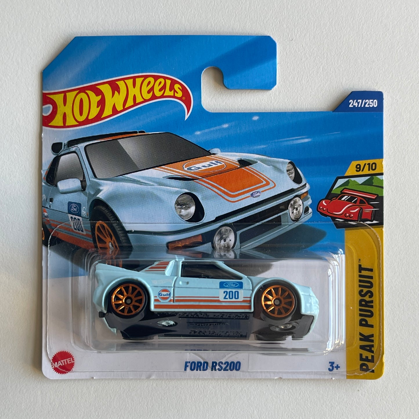 Hot Wheels Gulf Ford RS200 (Blue) Short Card Peak Pursuit 247/250