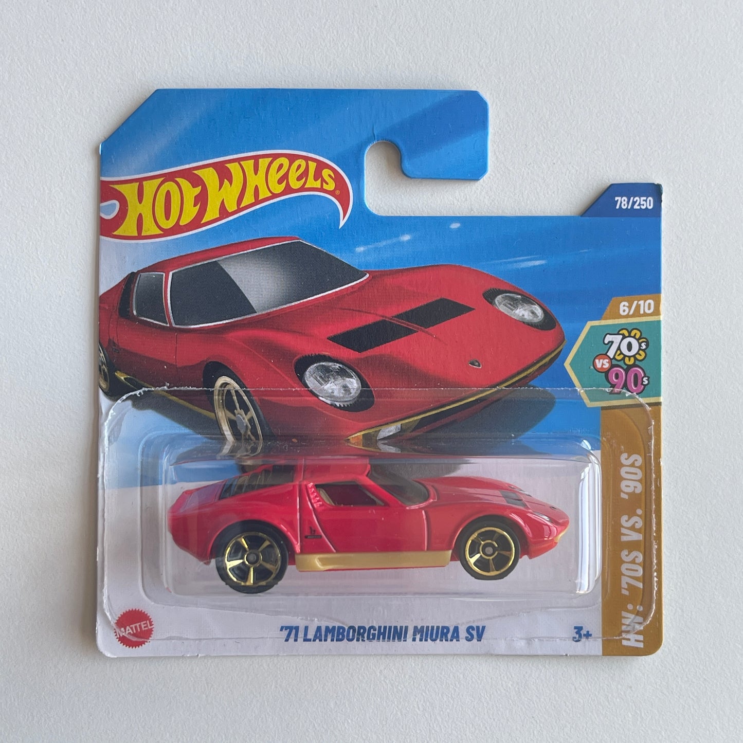 Hot Wheels '71 Lamborghini Miura SV (Red) Short Card (Damaged) HW: '70s Vs. '90s 78/250