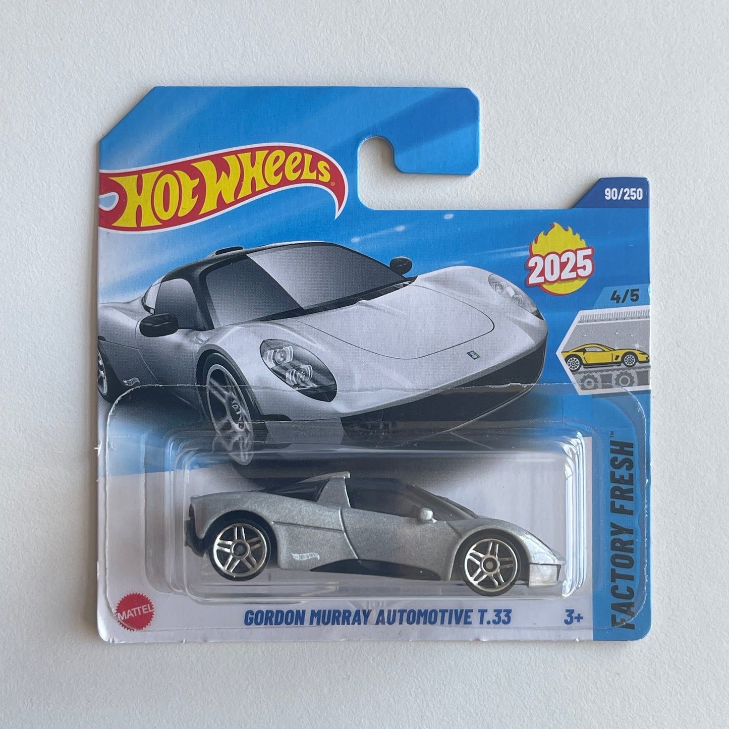 Hot Wheels Gordon Murray Automotive T.33 (Gray) Short Card (Damaged) Factory Fresh 90/250