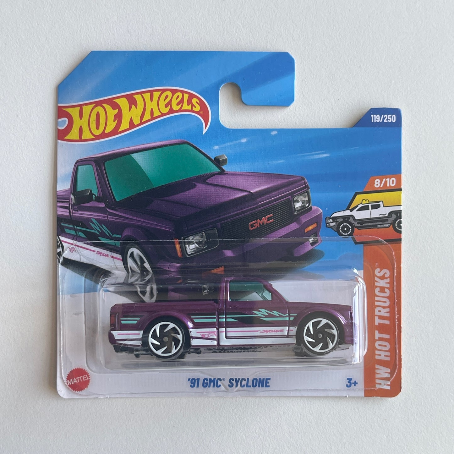 Hot Wheels '91 GMC Syclone (Purple) Short Card (Damaged) HW Hot Trucks 119/250