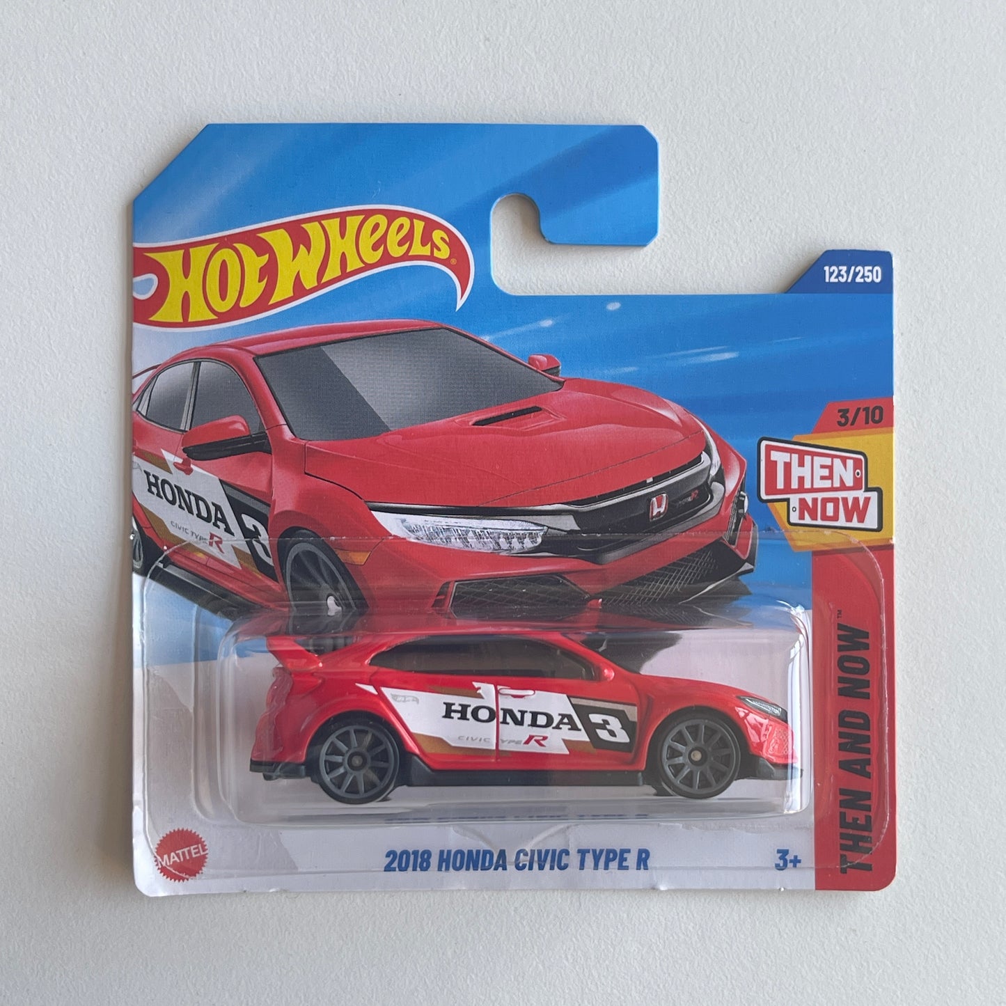 Hot Wheels 2018 Honda Civic Type R (Red) Short Card (Damaged) Then And Now 123/250