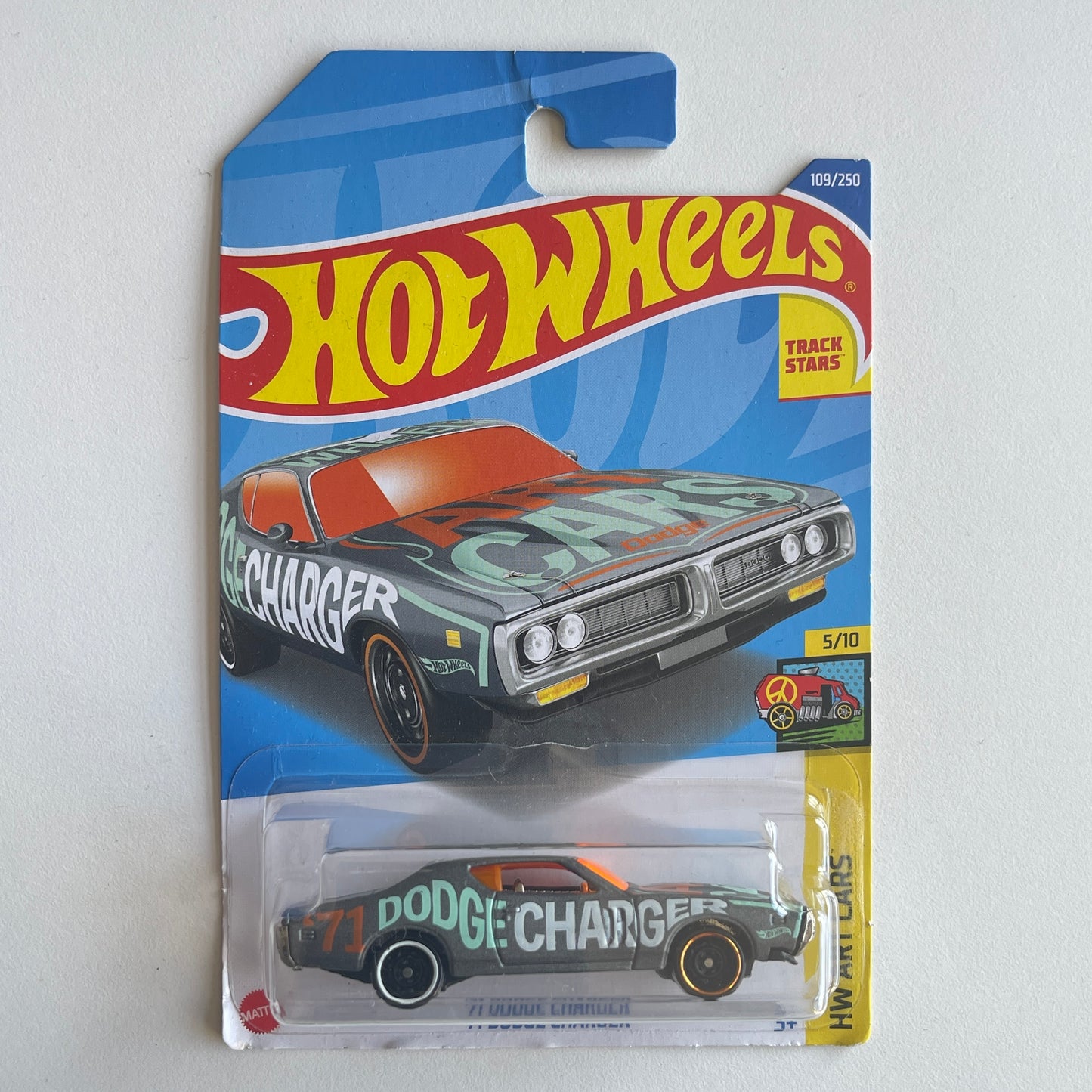 Hot Wheels '71 Dodge Charger (Gray) Long Card (Damaged) HW Art Cars 109/250