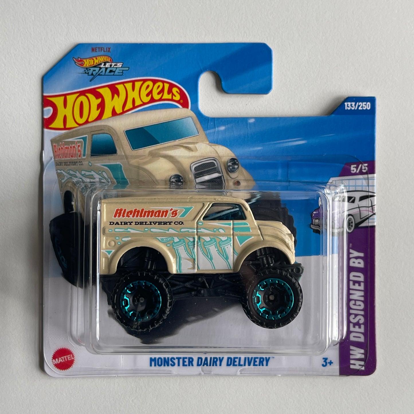 Hot Wheels Monster Dairy Delivery (Buff) Short Card (Damaged) HW Designed By 133/250