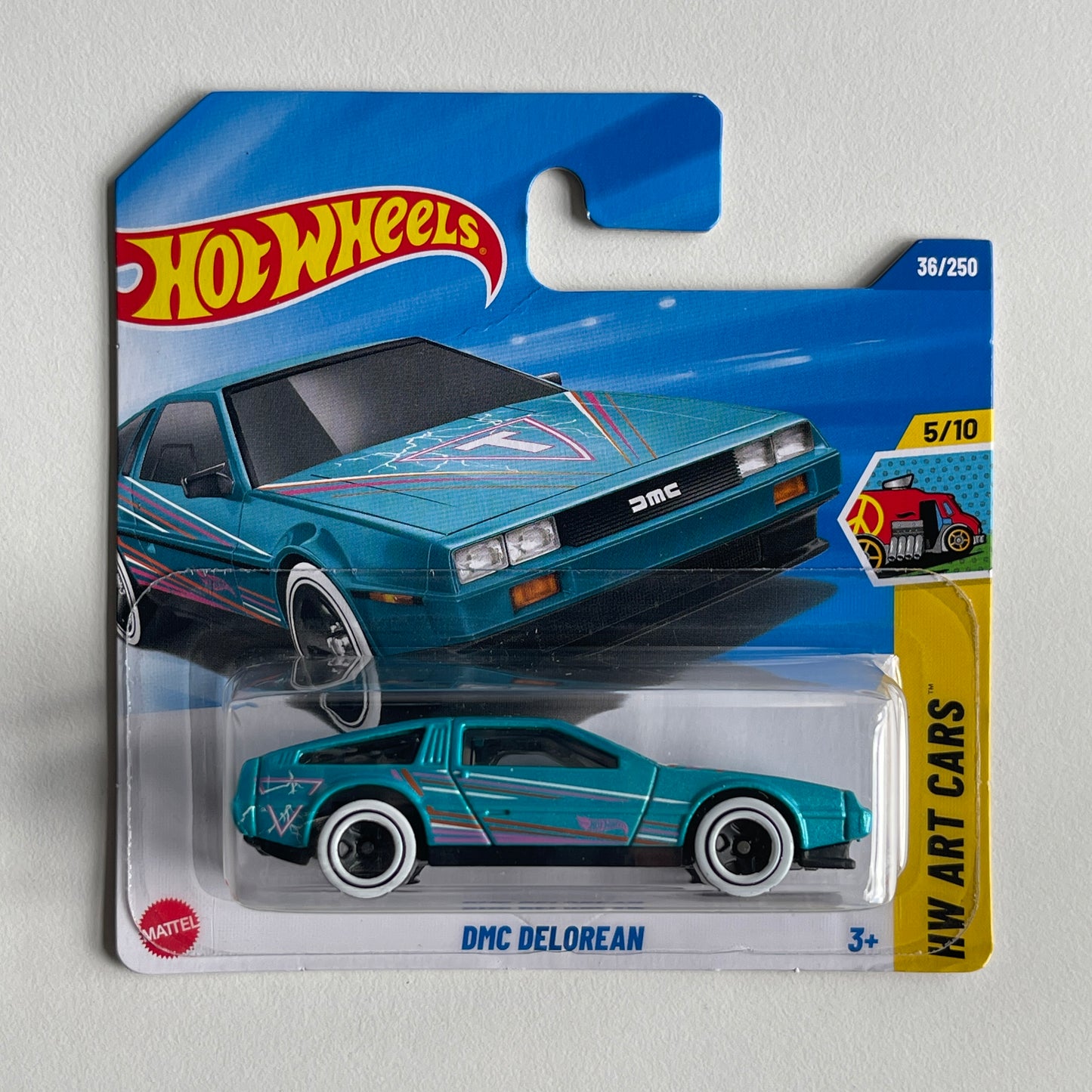 Hot Wheels DMC Delorean (Turquoise) Short Card (Damaged) HW Art Cars 36/250