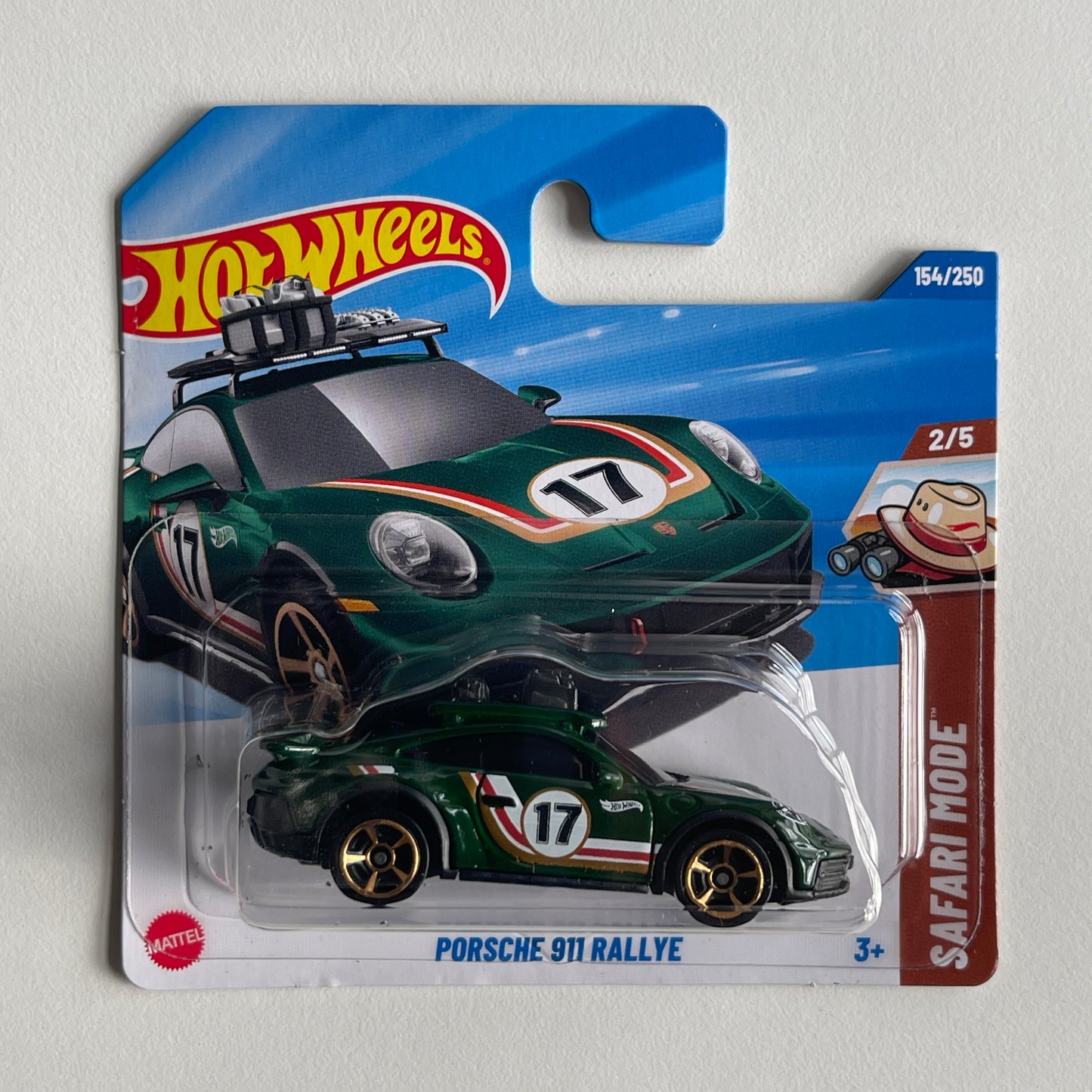 Hot Wheels Porsche 911 Rallye (Green) Short Card Safari Mode 154/250