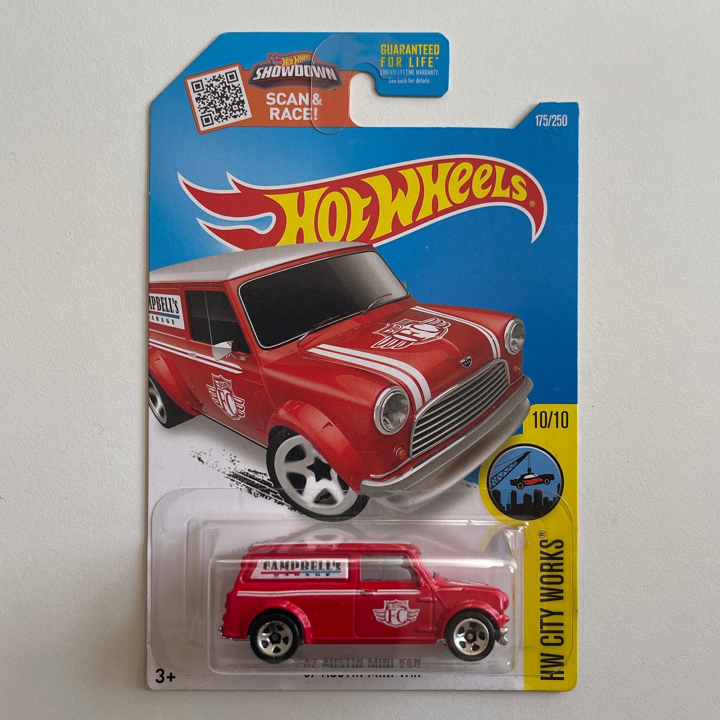 Hot Wheels '67 Austin Mini Van (Red) Long Card (Damaged) HW City Works 175/250